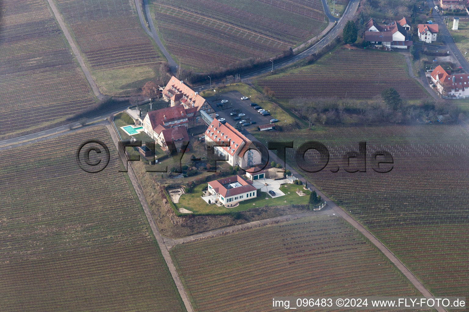 Leinsweiler in the state Rhineland-Palatinate, Germany from above