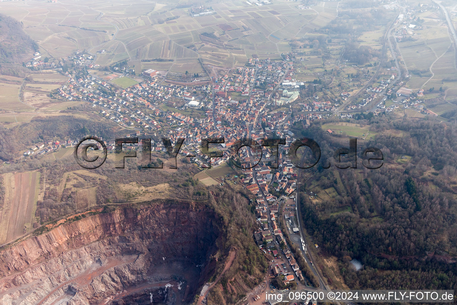 Albersweiler in the state Rhineland-Palatinate, Germany seen from above