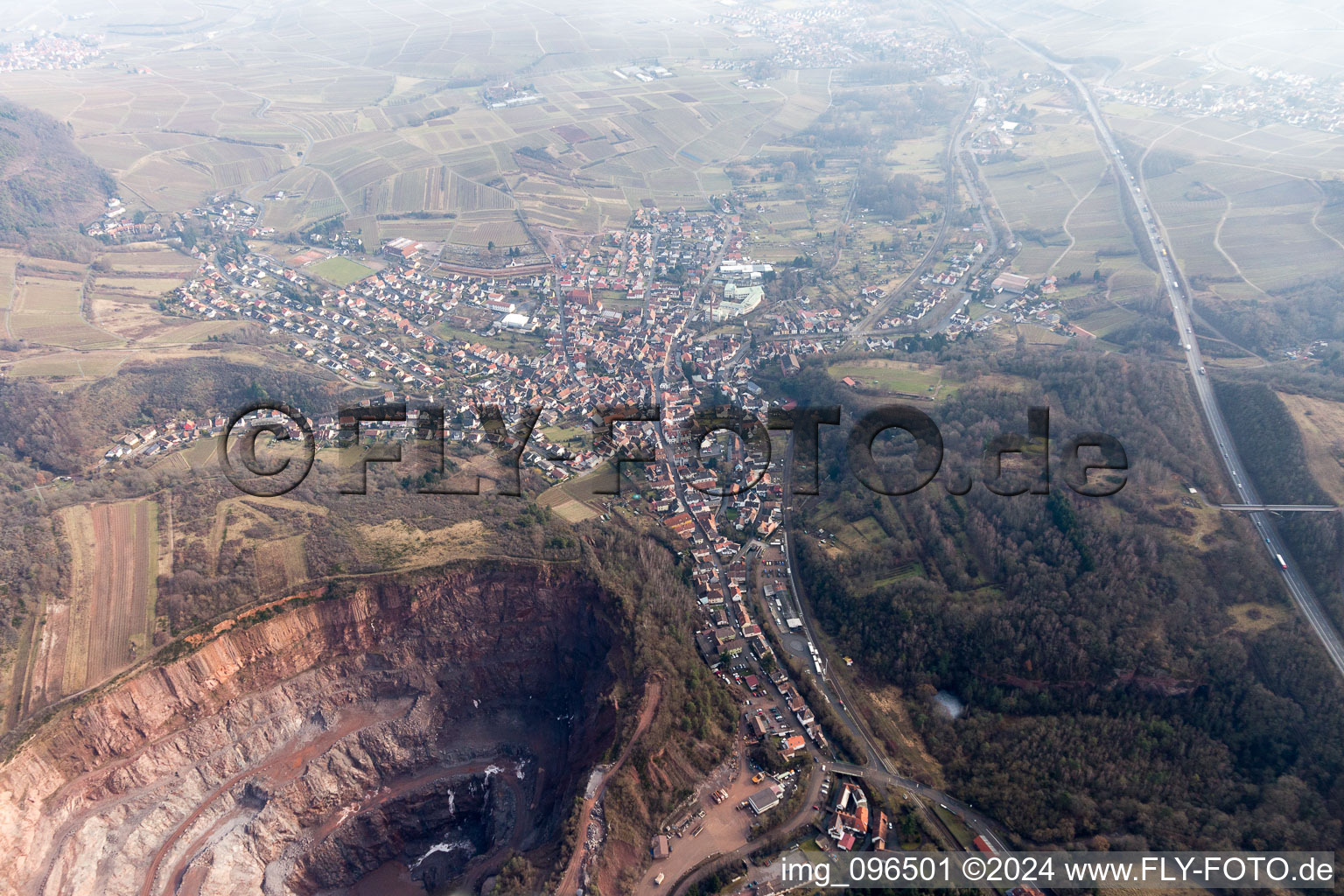 Albersweiler in the state Rhineland-Palatinate, Germany from the plane