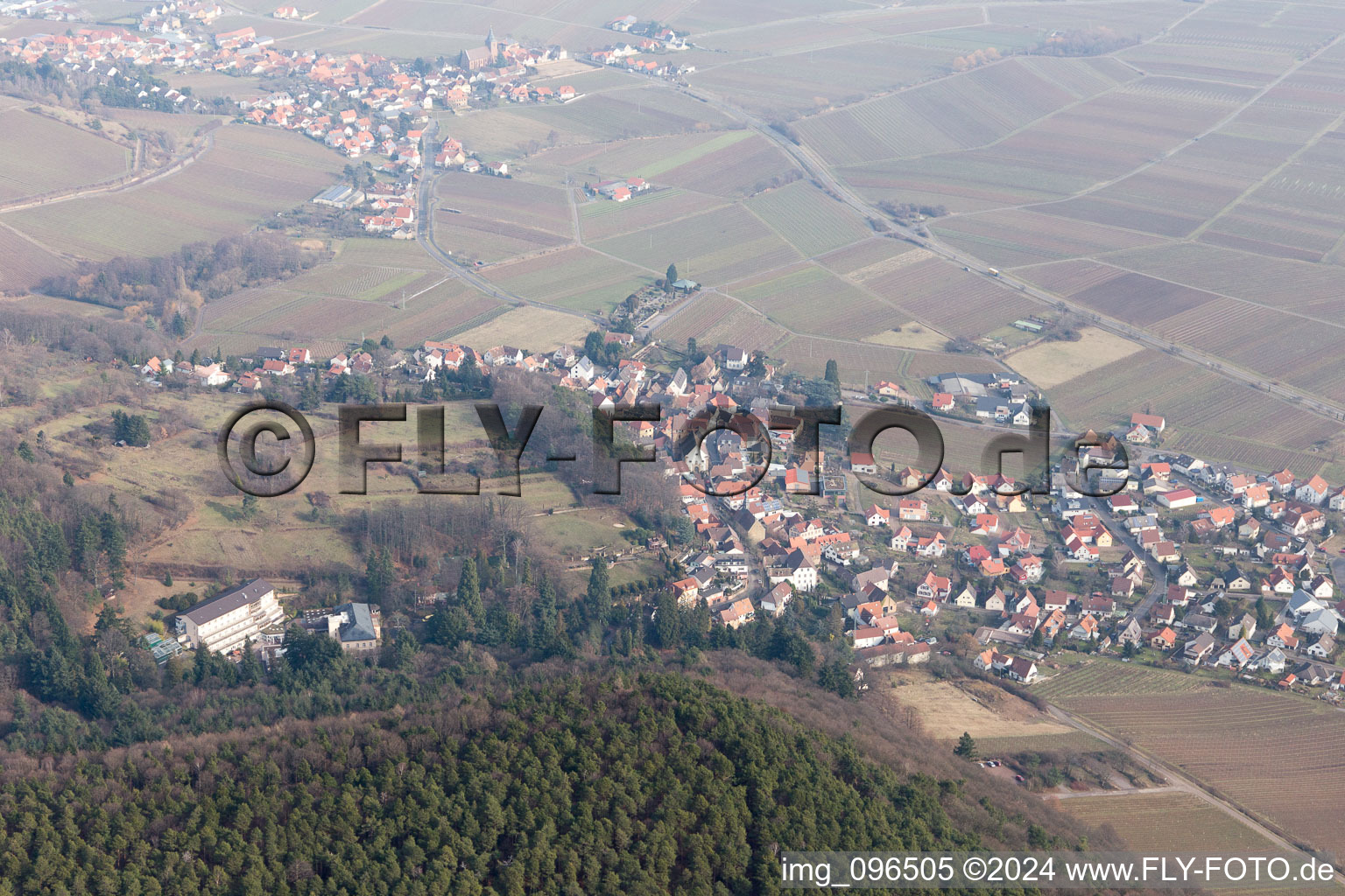 Gleisweiler in the state Rhineland-Palatinate, Germany seen from a drone