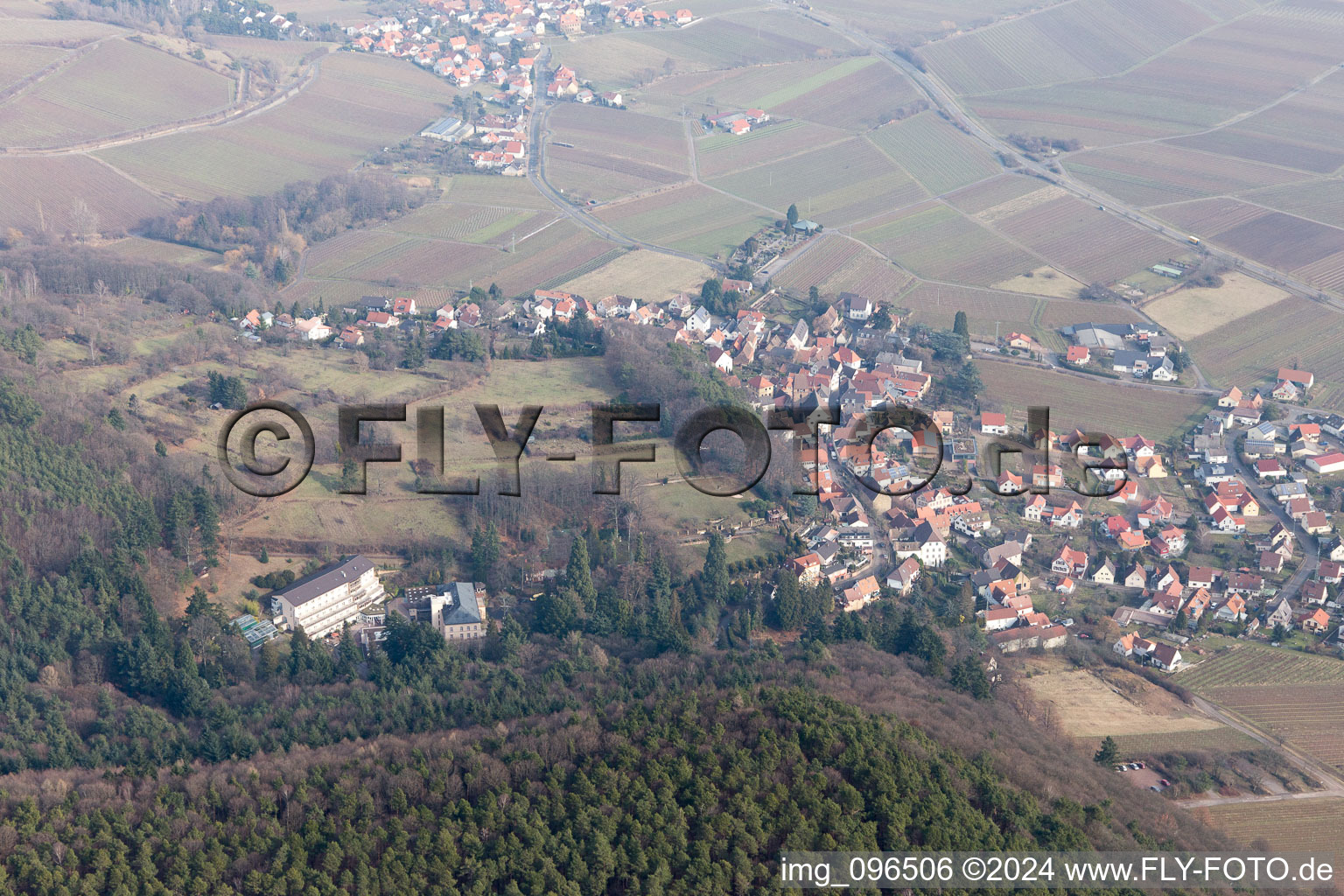 Aerial view of Gleisweiler in the state Rhineland-Palatinate, Germany