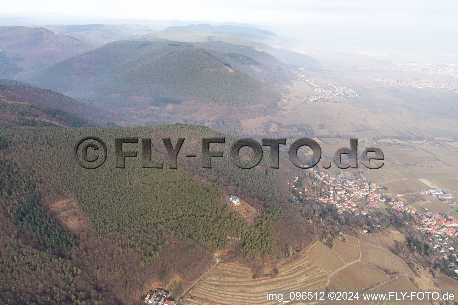 Aerial view of Burrweiler in the state Rhineland-Palatinate, Germany