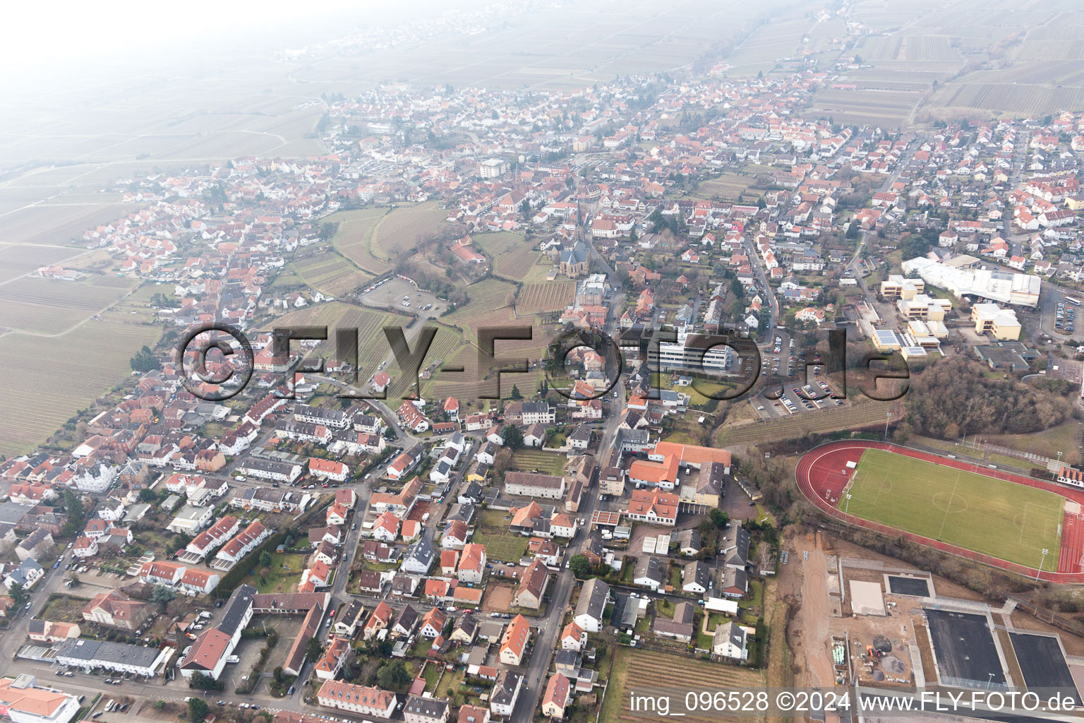 Edenkoben in the state Rhineland-Palatinate, Germany seen from above