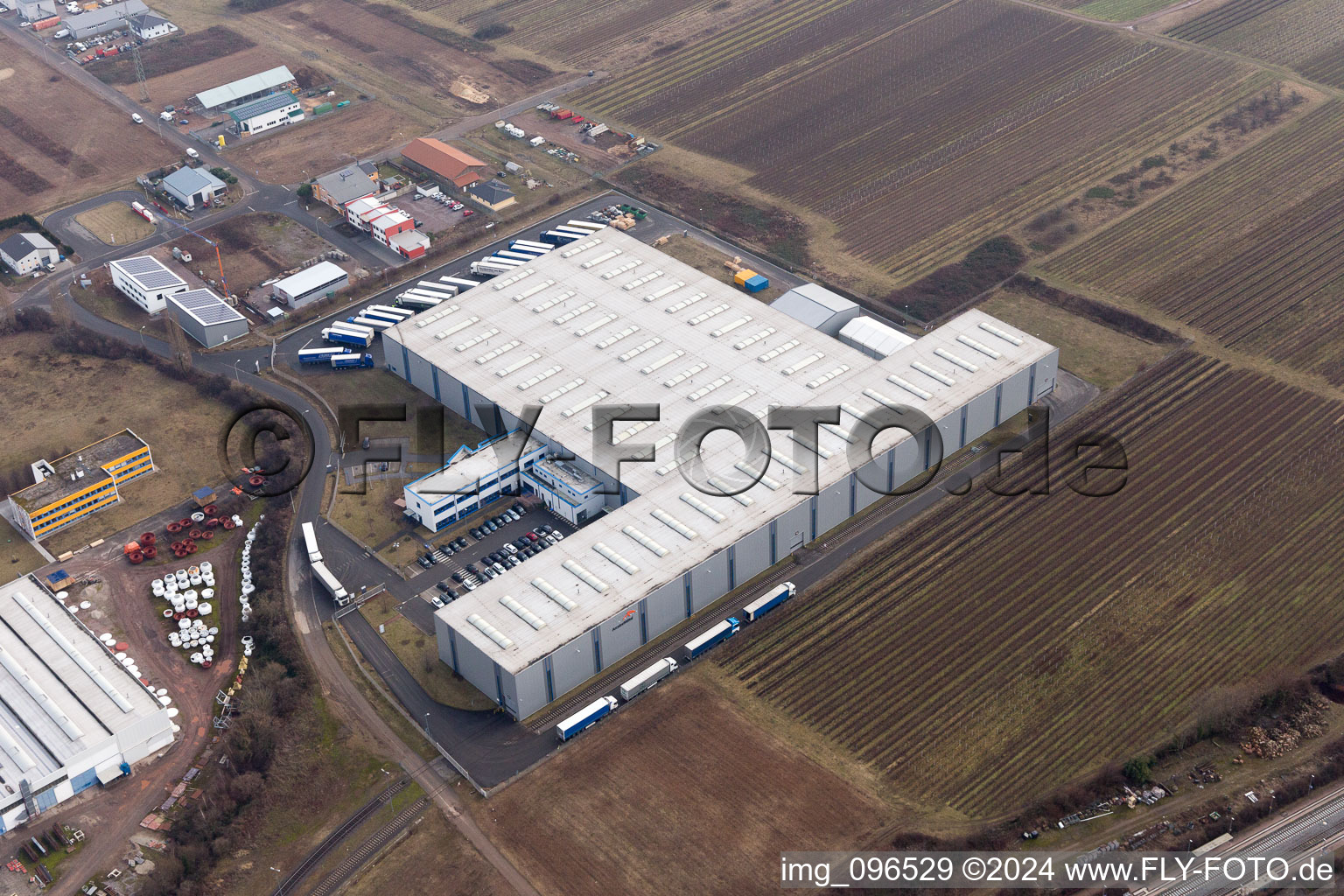 Aerial photograpy of Building and production halls on the premises of Tenneco Automotive Deutschland GmbH in Edenkoben in the state Rhineland-Palatinate