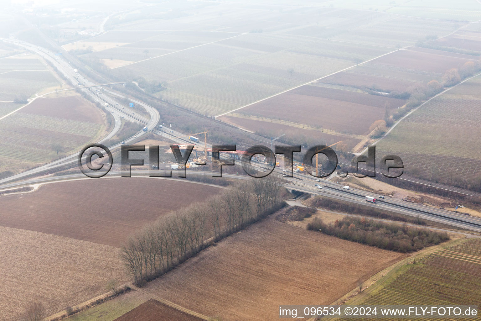 Construction site of the A65 motorway exit onto the B272 in the district Dammheim in Landau in der Pfalz in the state Rhineland-Palatinate, Germany