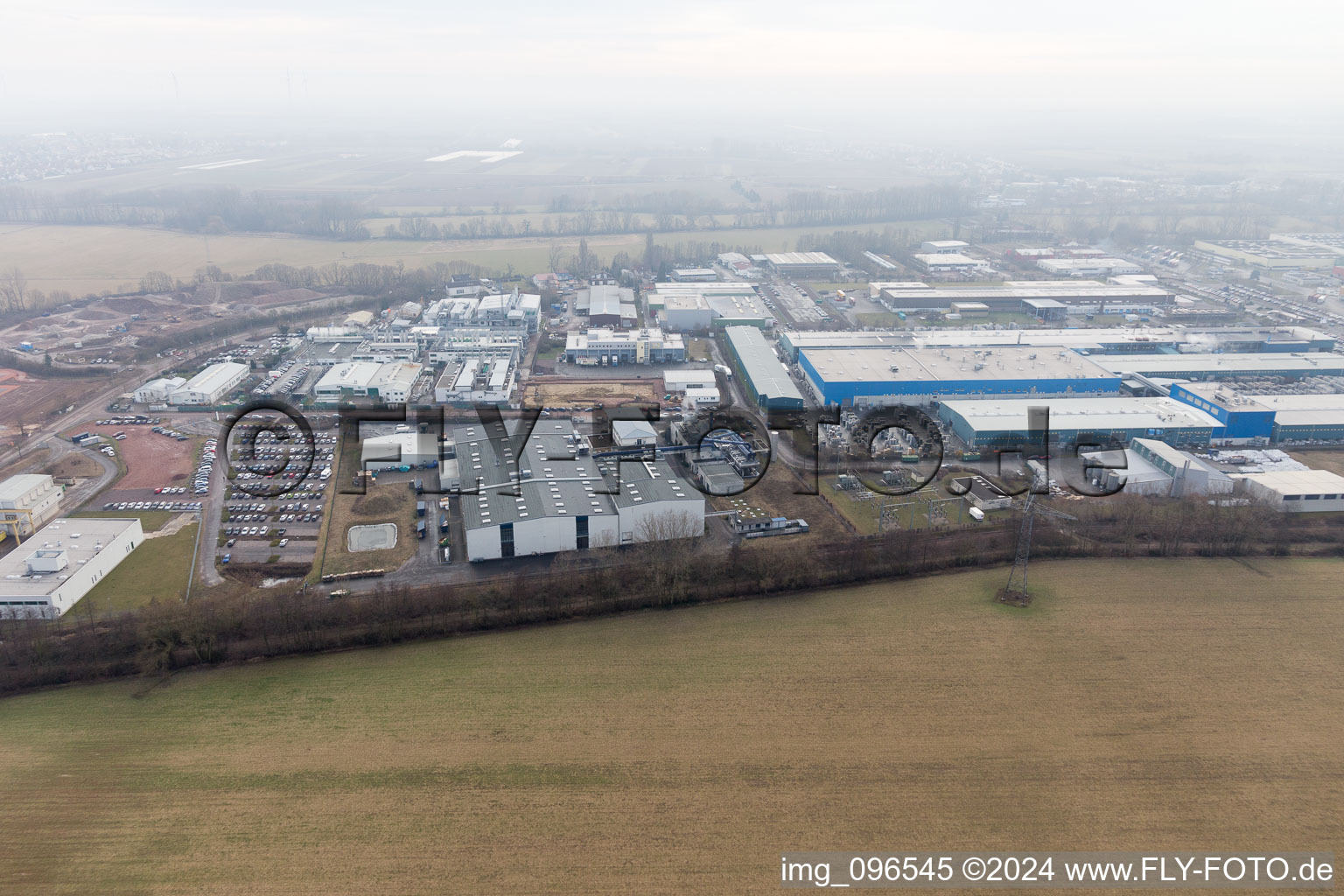 District Offenbach in Offenbach an der Queich in the state Rhineland-Palatinate, Germany seen from a drone