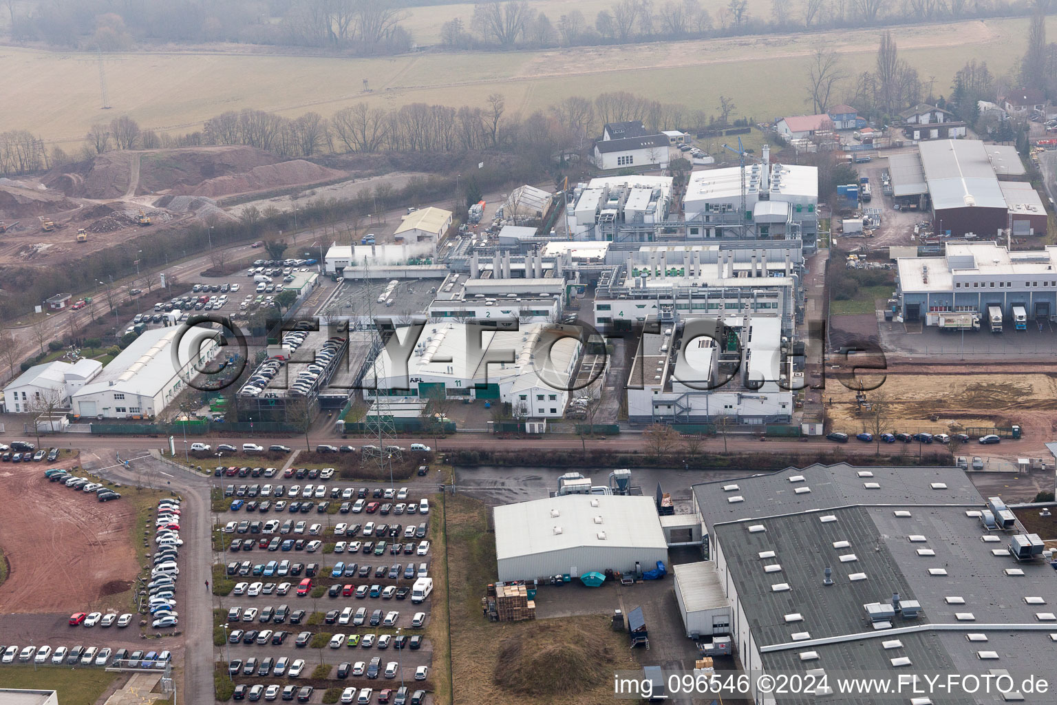 Aerial view of Offenbach an der Queich in the state Rhineland-Palatinate, Germany