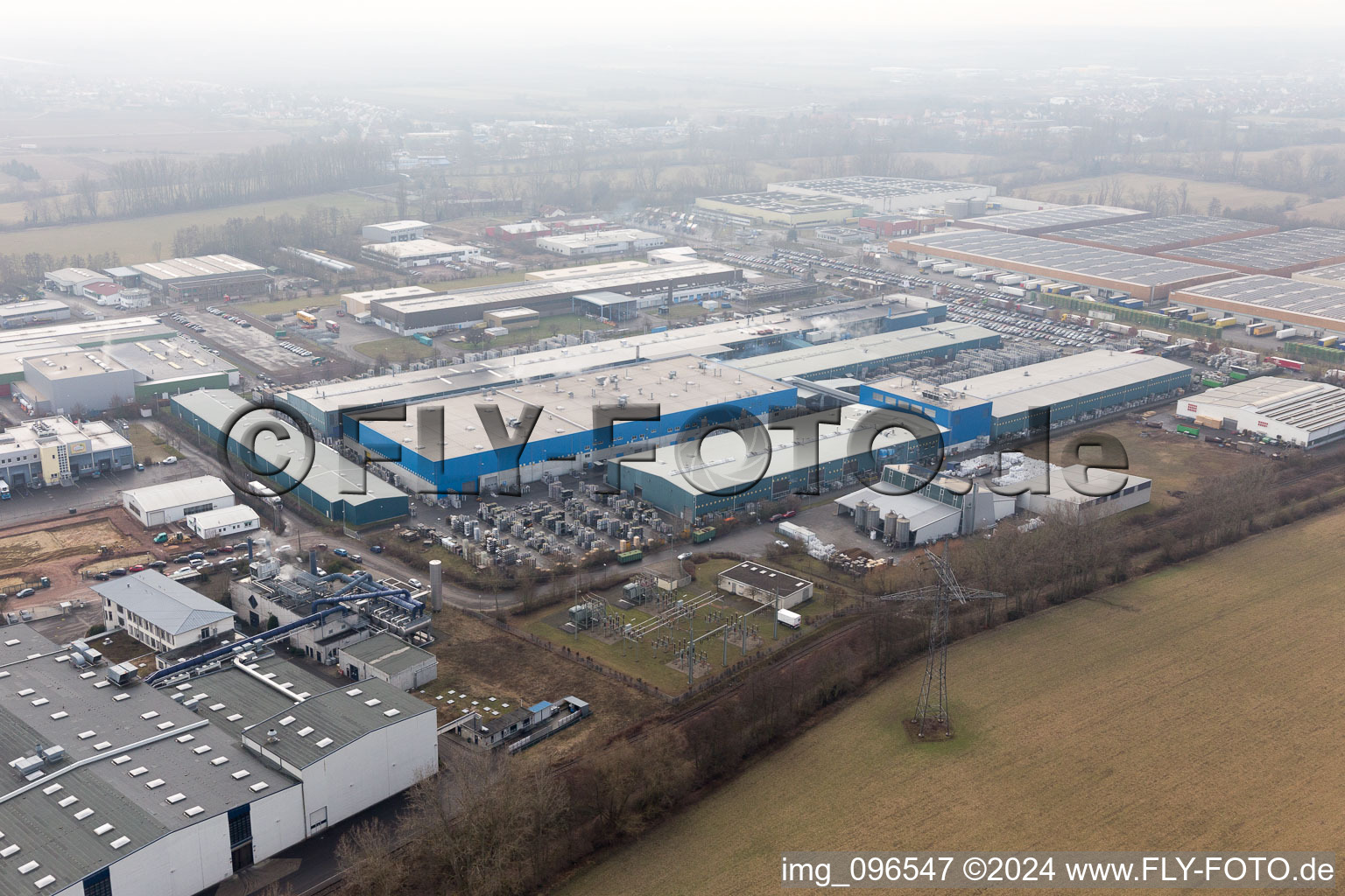 Aerial photograpy of Offenbach an der Queich in the state Rhineland-Palatinate, Germany