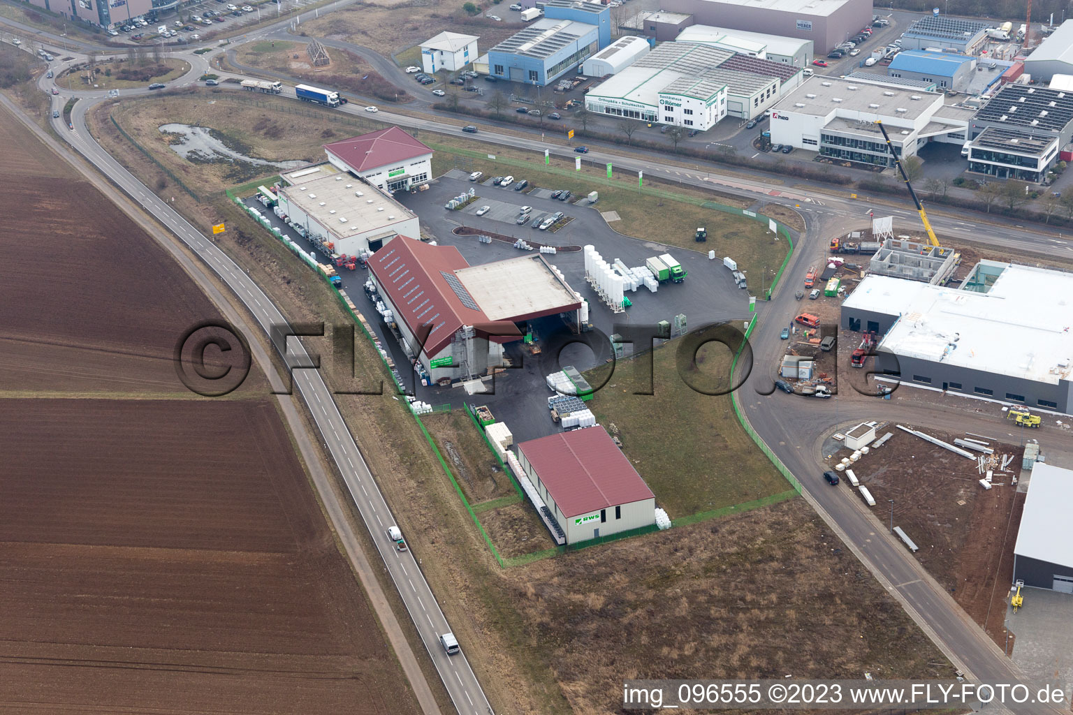 District Herxheim in Herxheim bei Landau in the state Rhineland-Palatinate, Germany seen from above