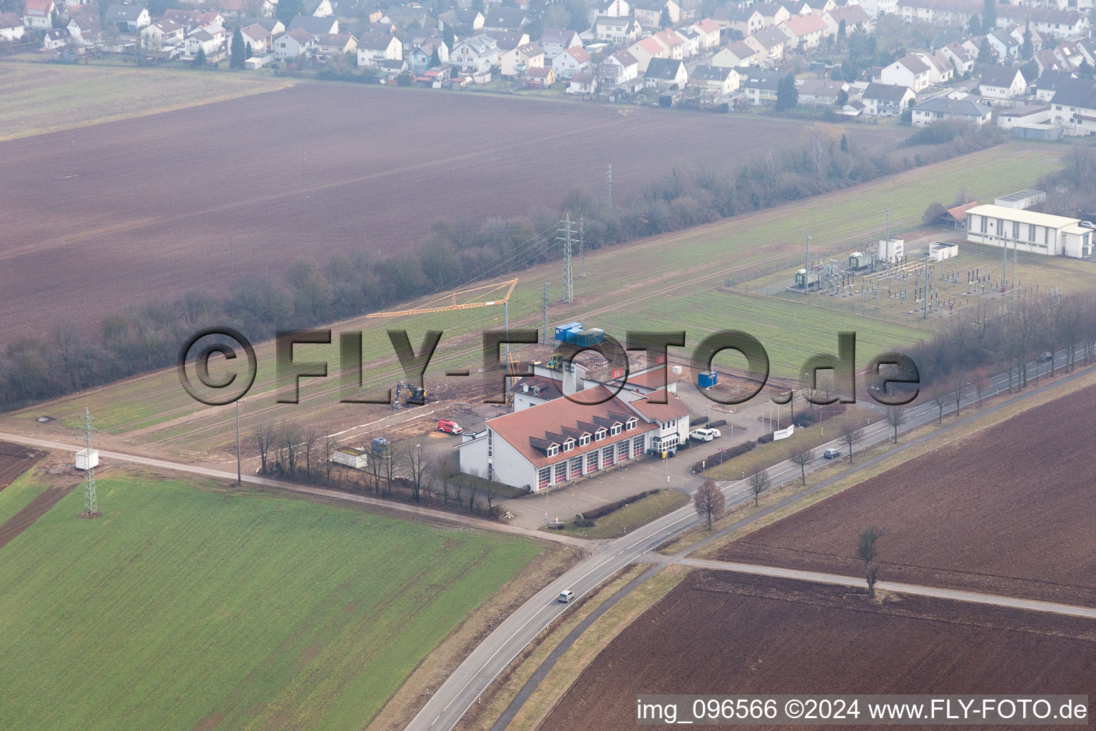 Fire brigade construction site in Kandel in the state Rhineland-Palatinate, Germany