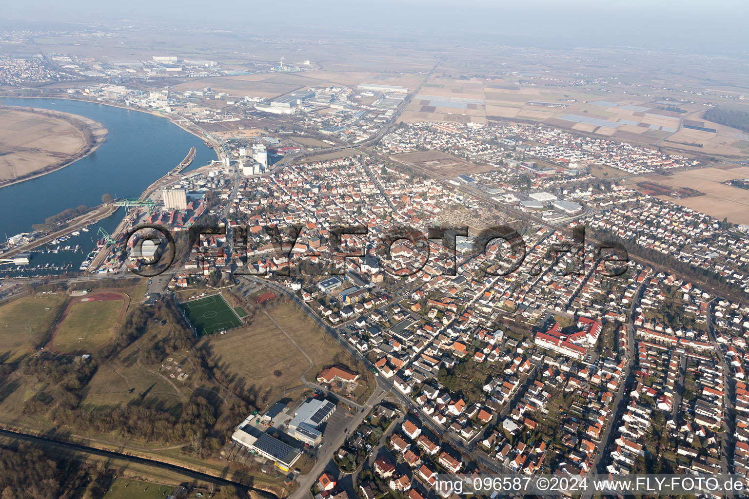 Gernsheim in the state Hesse, Germany from the drone perspective