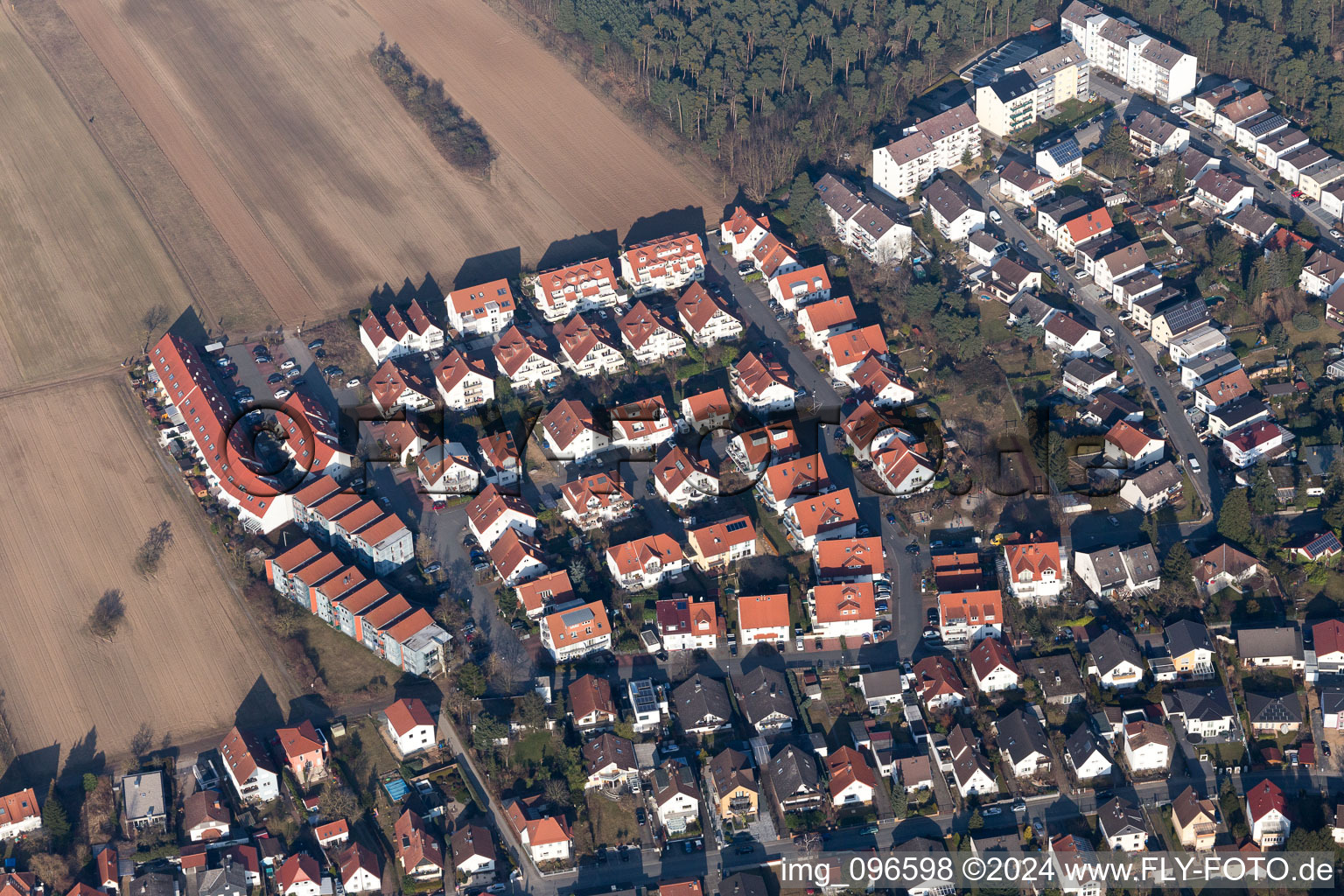 Bickenbach in the state Hesse, Germany from the plane