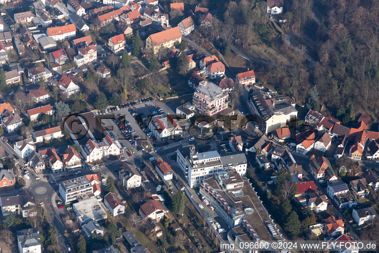 Aerial photograpy of District Jugenheim an der Bergstrasse in Seeheim-Jugenheim in the state Hesse, Germany