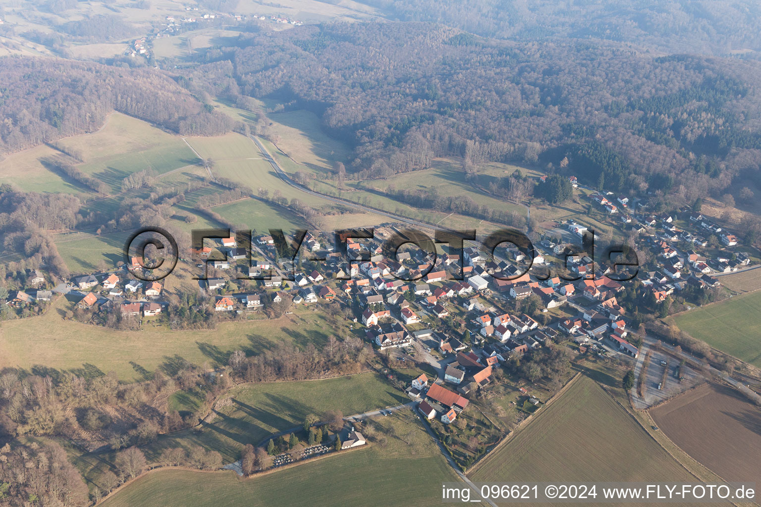 Aerial view of District Lützelbach in Modautal in the state Hesse, Germany