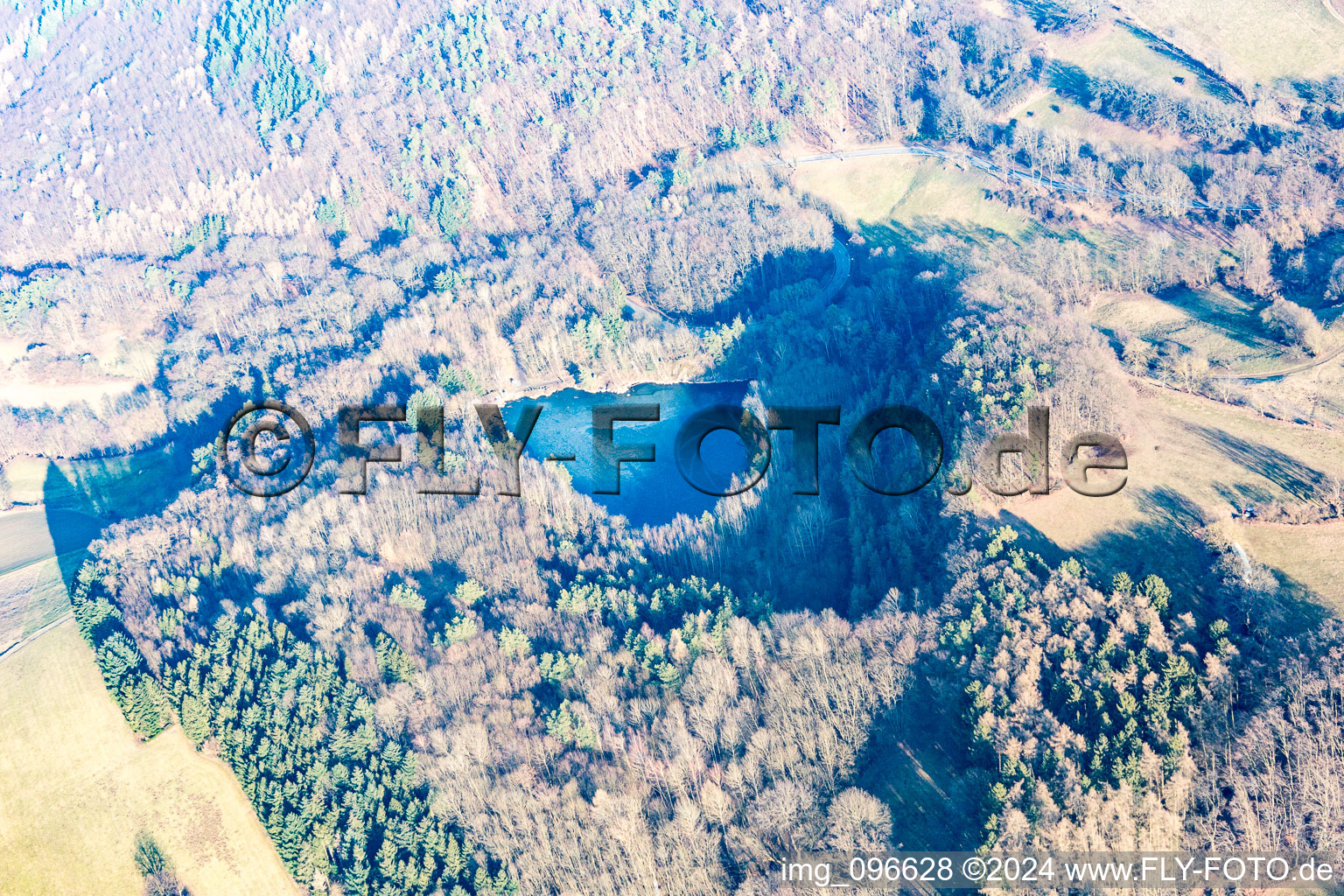 Aerial photograpy of Old quarry in Meßbach in the state Hesse, Germany