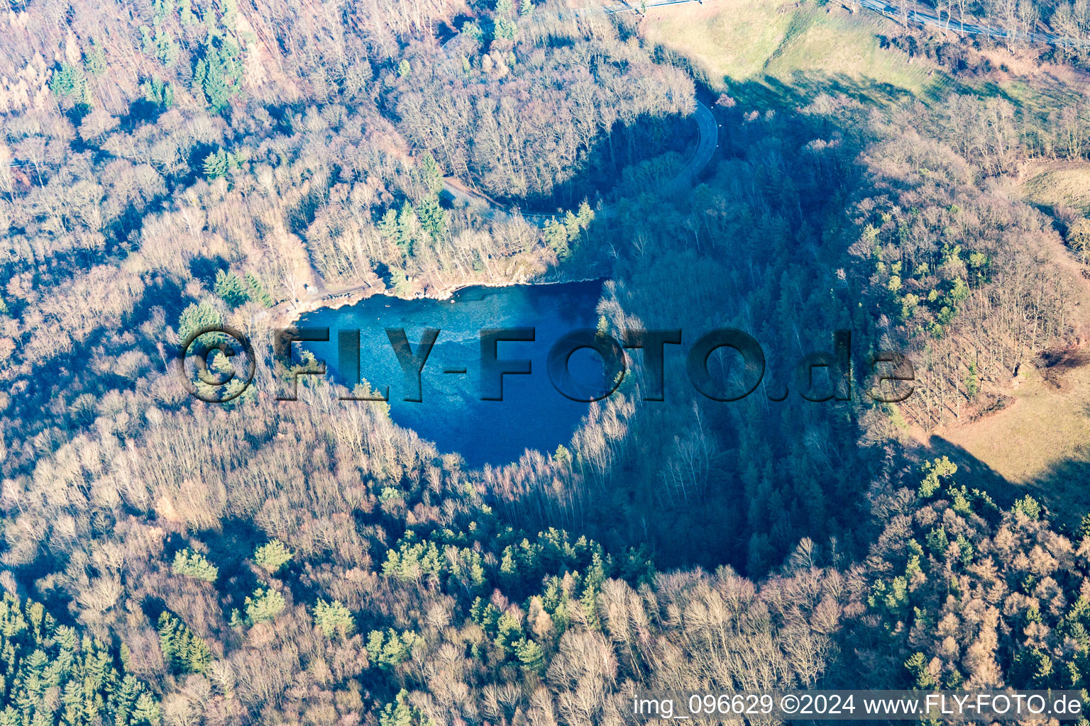 Oblique view of Old quarry in Meßbach in the state Hesse, Germany