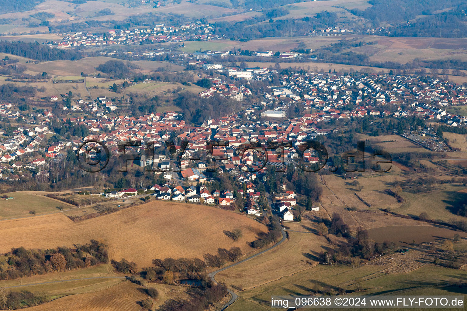 Aerial view of Fränkisch-Crumbach in the state Hesse, Germany