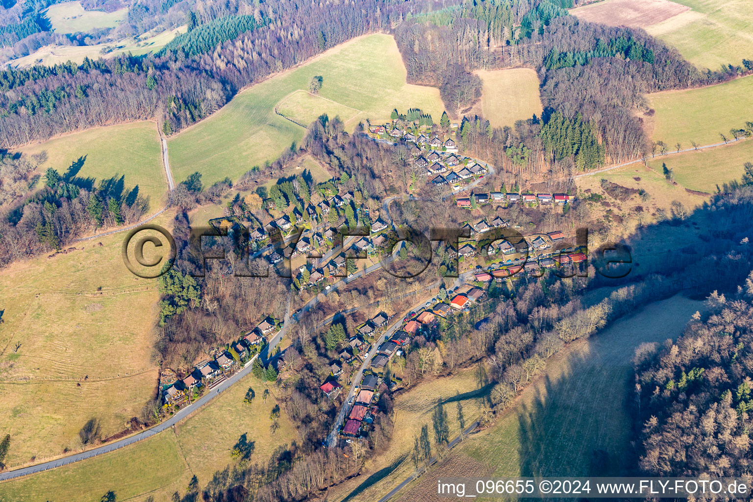 Aerial photograpy of Holiday home settlement Unter-Ostern at Formbach in the district Unter-Ostern in Reichelsheim in the state Hesse, Germany