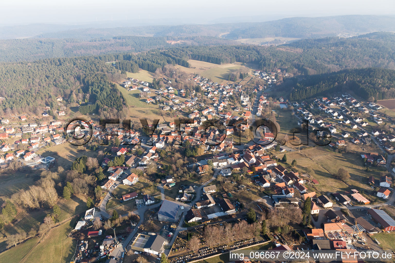 Aerial view of District Hammelbach in Grasellenbach in the state Hesse, Germany