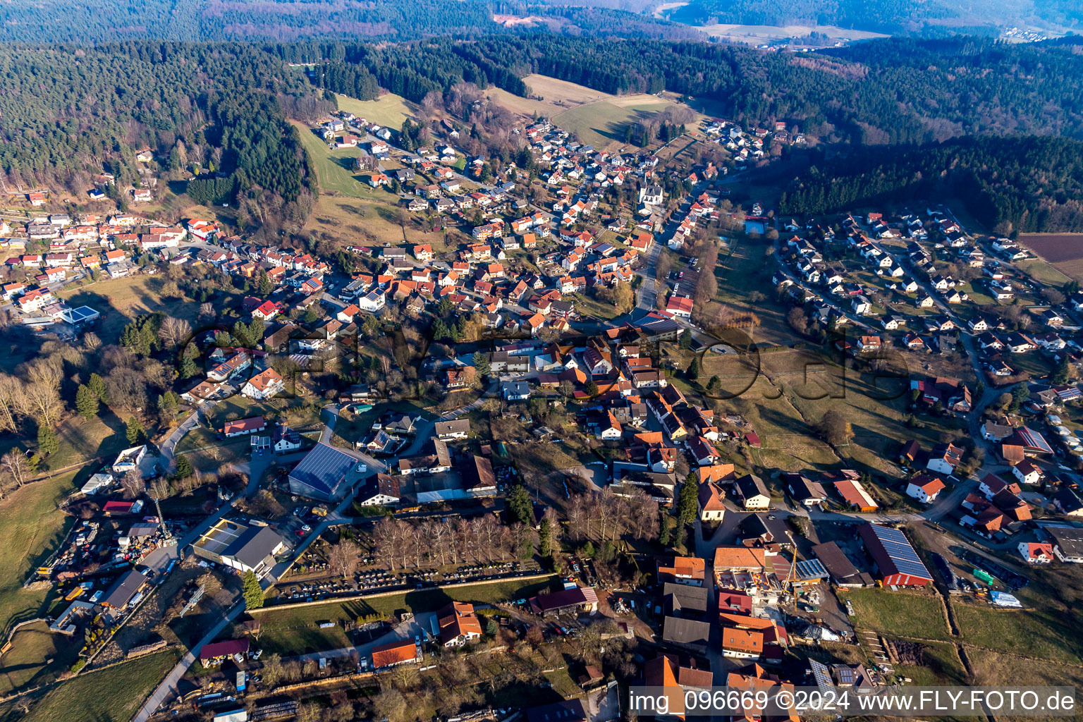 Oblique view of District Hammelbach in Grasellenbach in the state Hesse, Germany