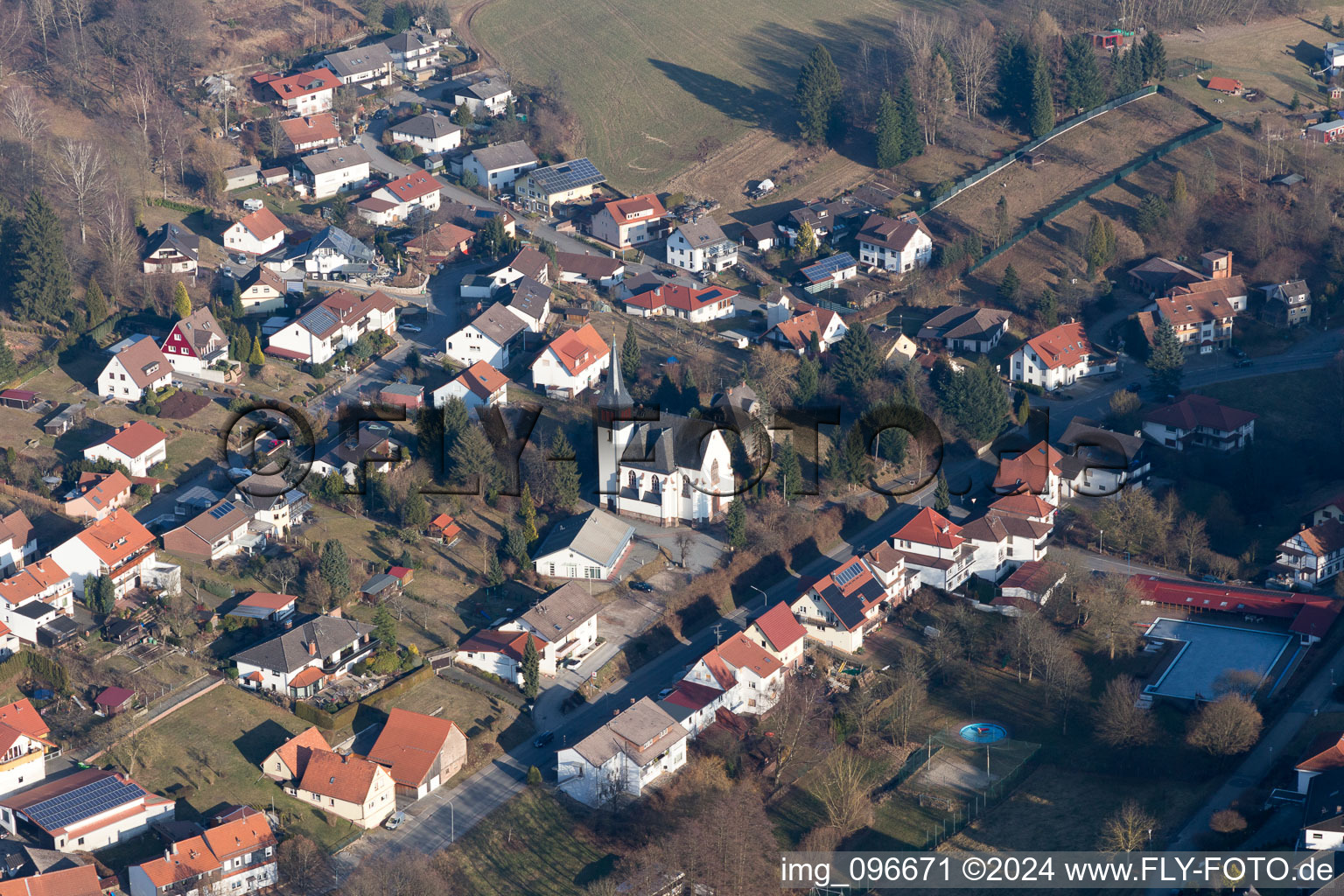 District Hammelbach in Grasellenbach in the state Hesse, Germany from above