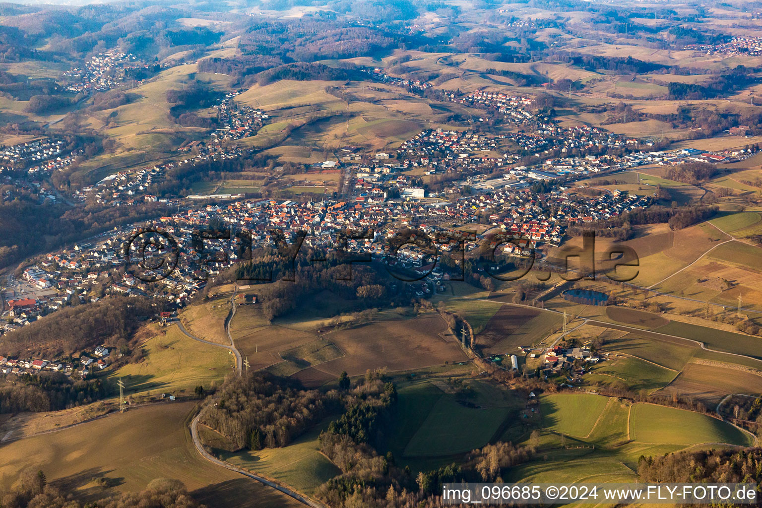 Aerial view of Mörlenbach in the state Hesse, Germany