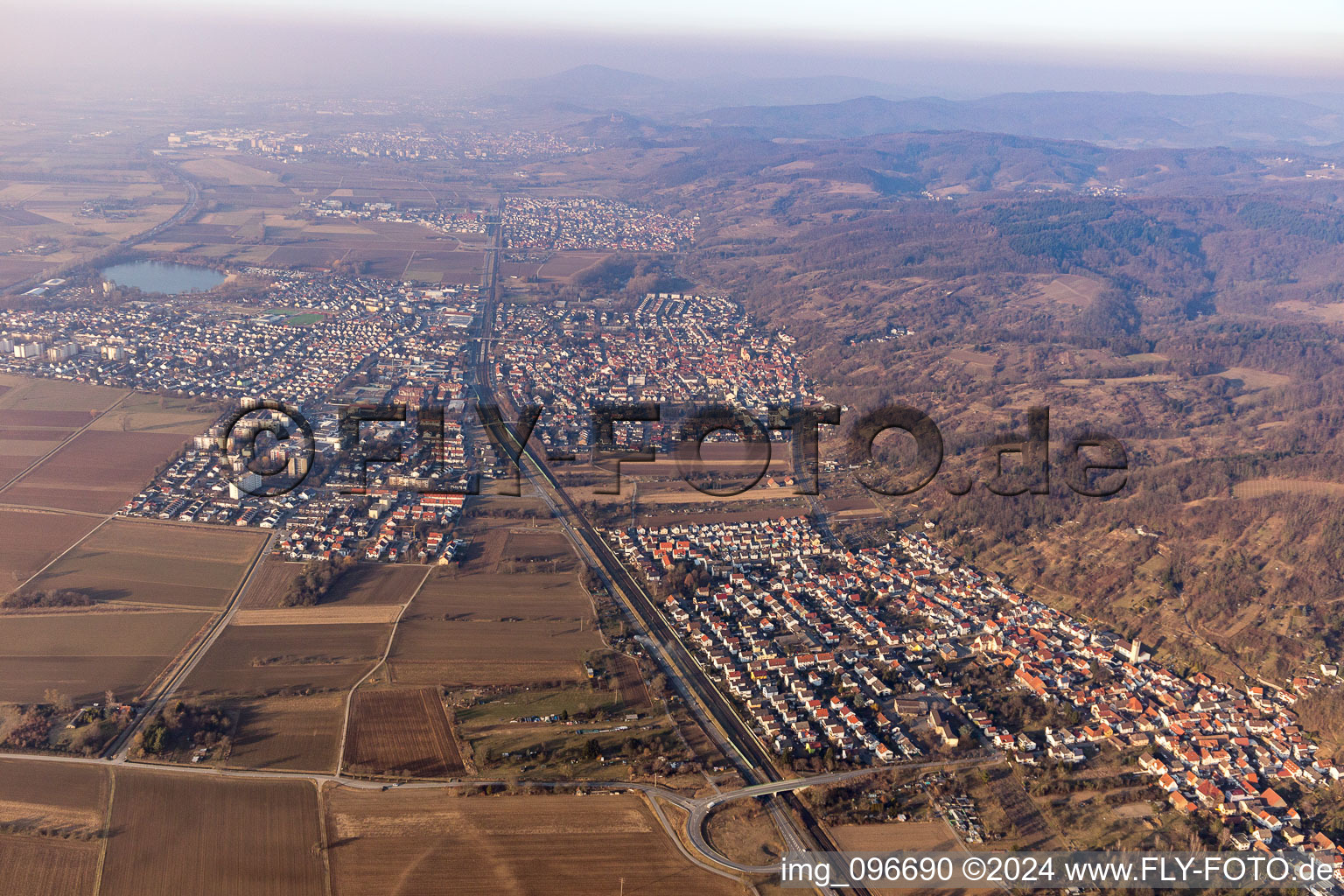 Hemsbach in the state Baden-Wuerttemberg, Germany seen from a drone