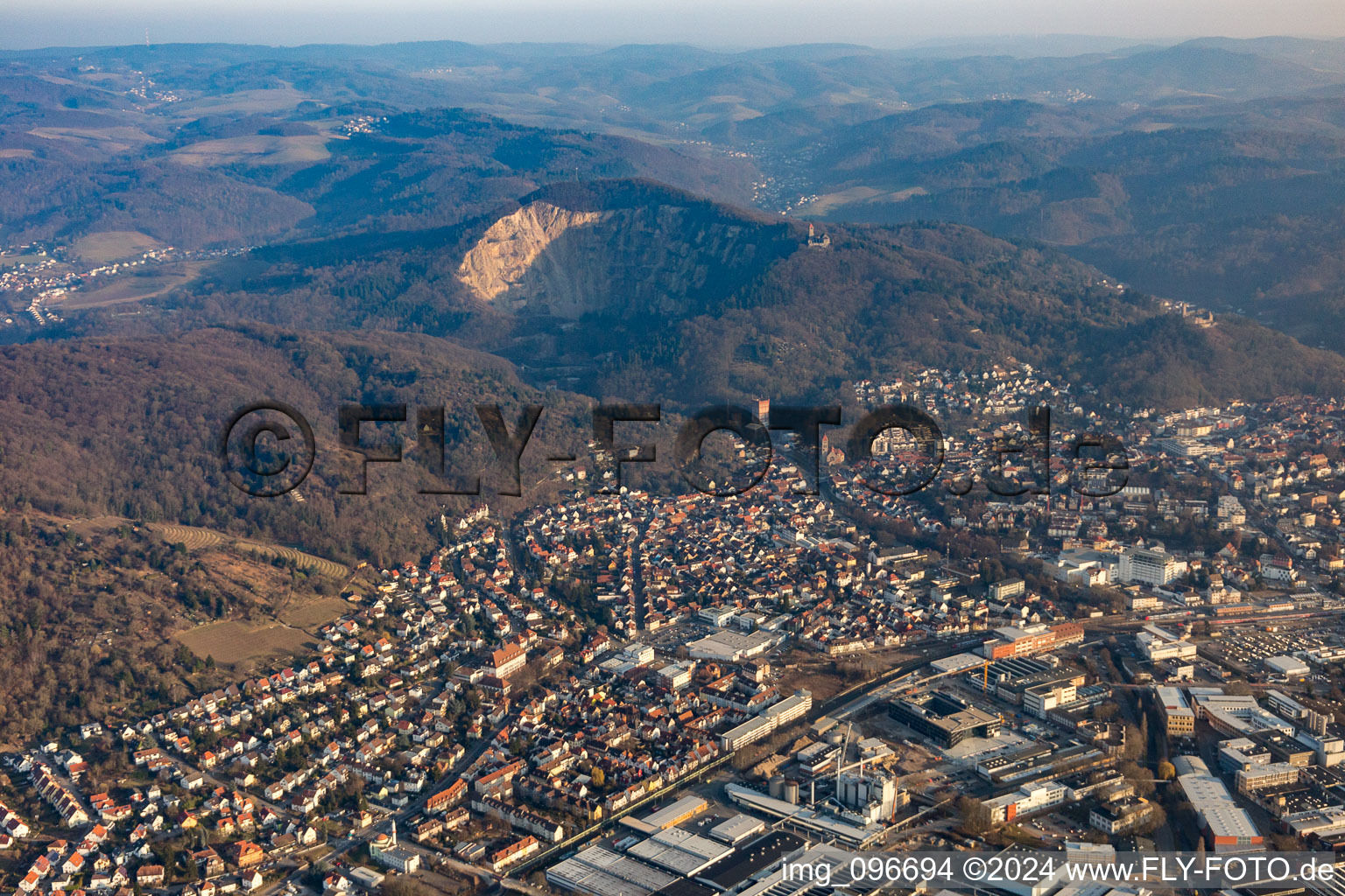 Weinheim in the state Baden-Wuerttemberg, Germany from above