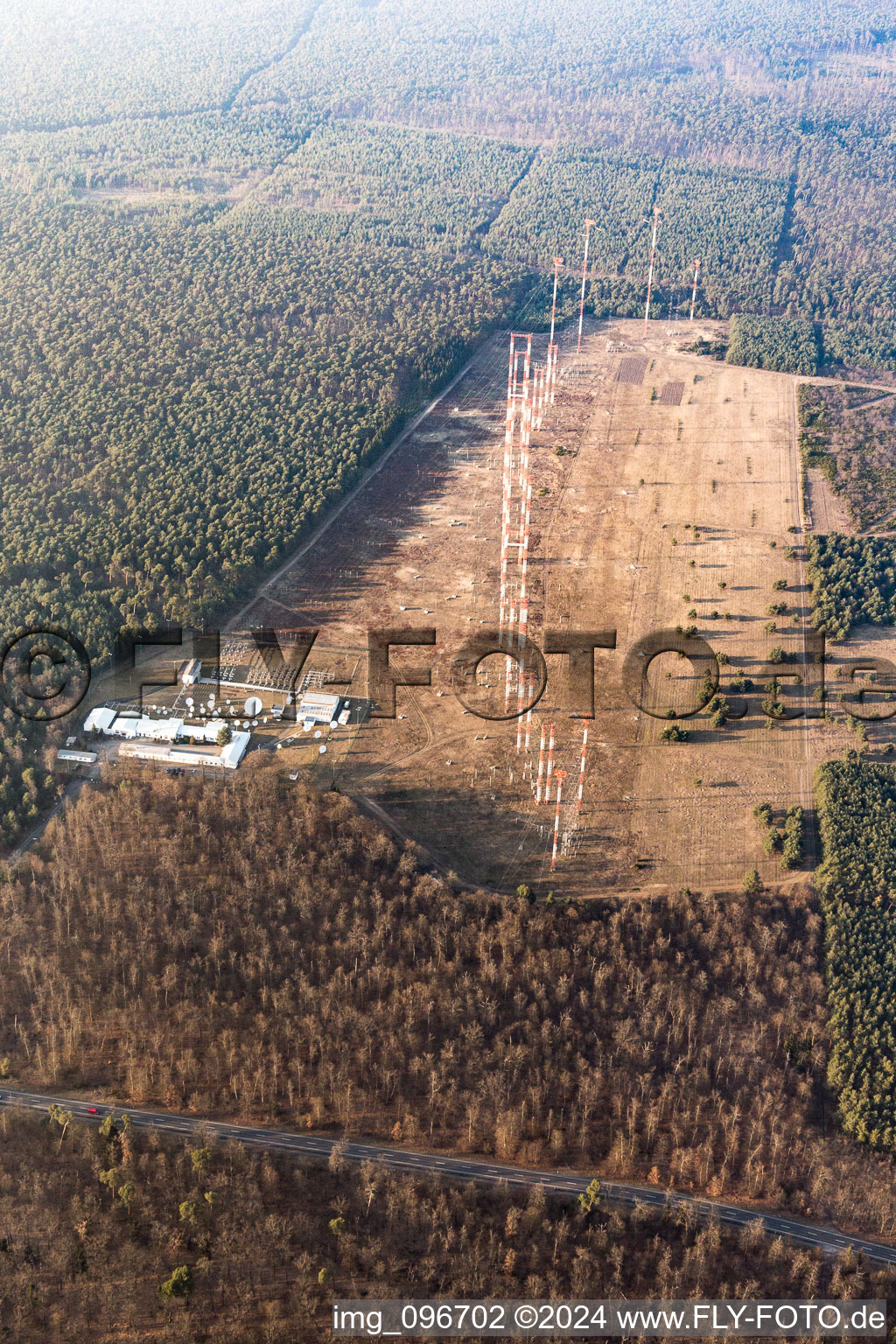 Aerial view of Antenna system in Lampertheim in the state Hesse, Germany