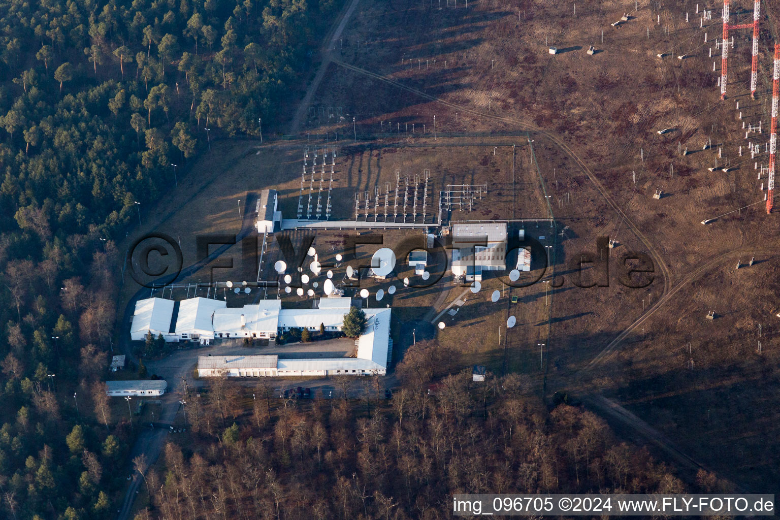 Oblique view of Antenna system in Lampertheim in the state Hesse, Germany