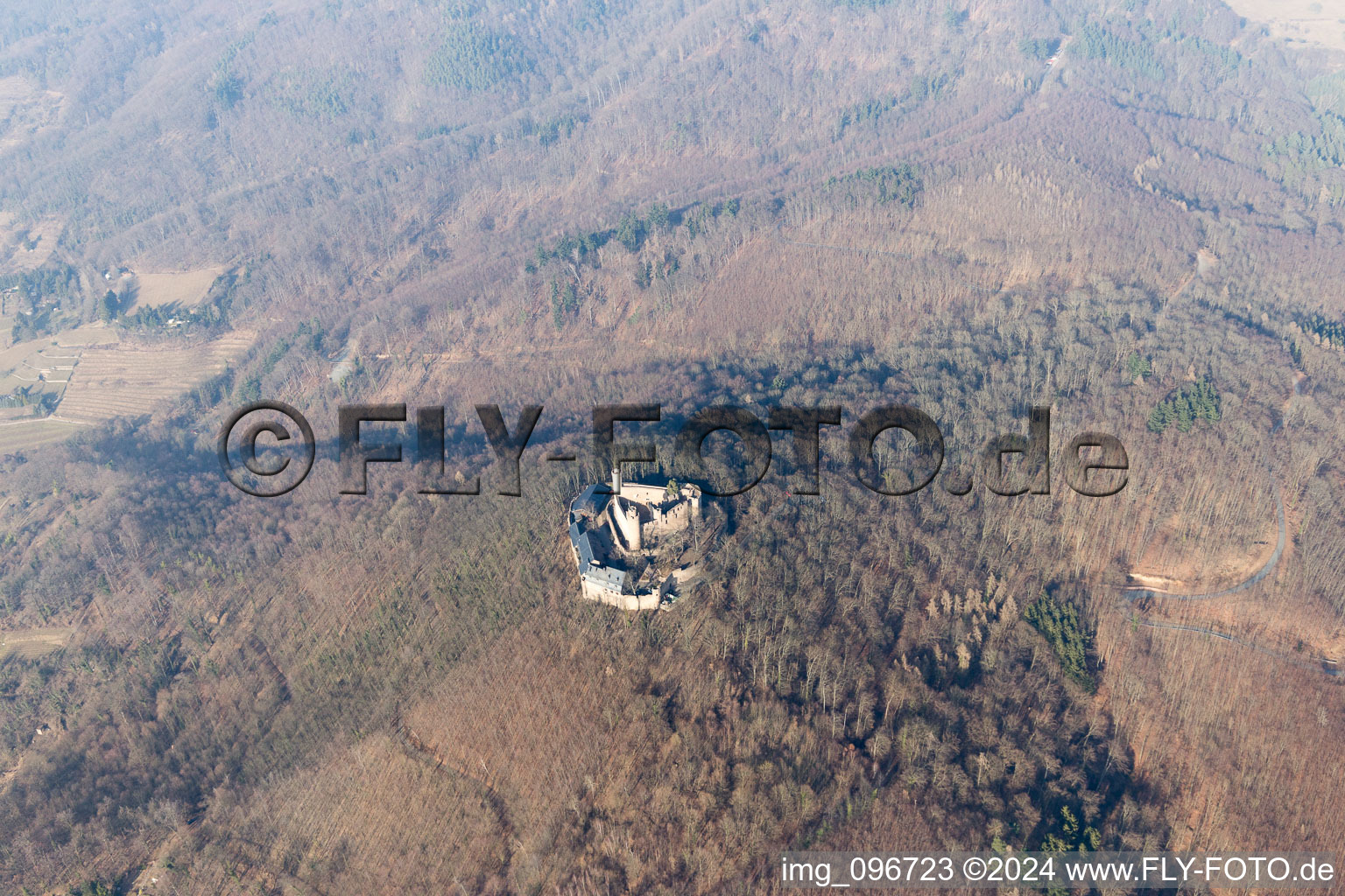 Bird's eye view of Castle Auerbach in the district Auerbach in Bensheim in the state Hesse, Germany