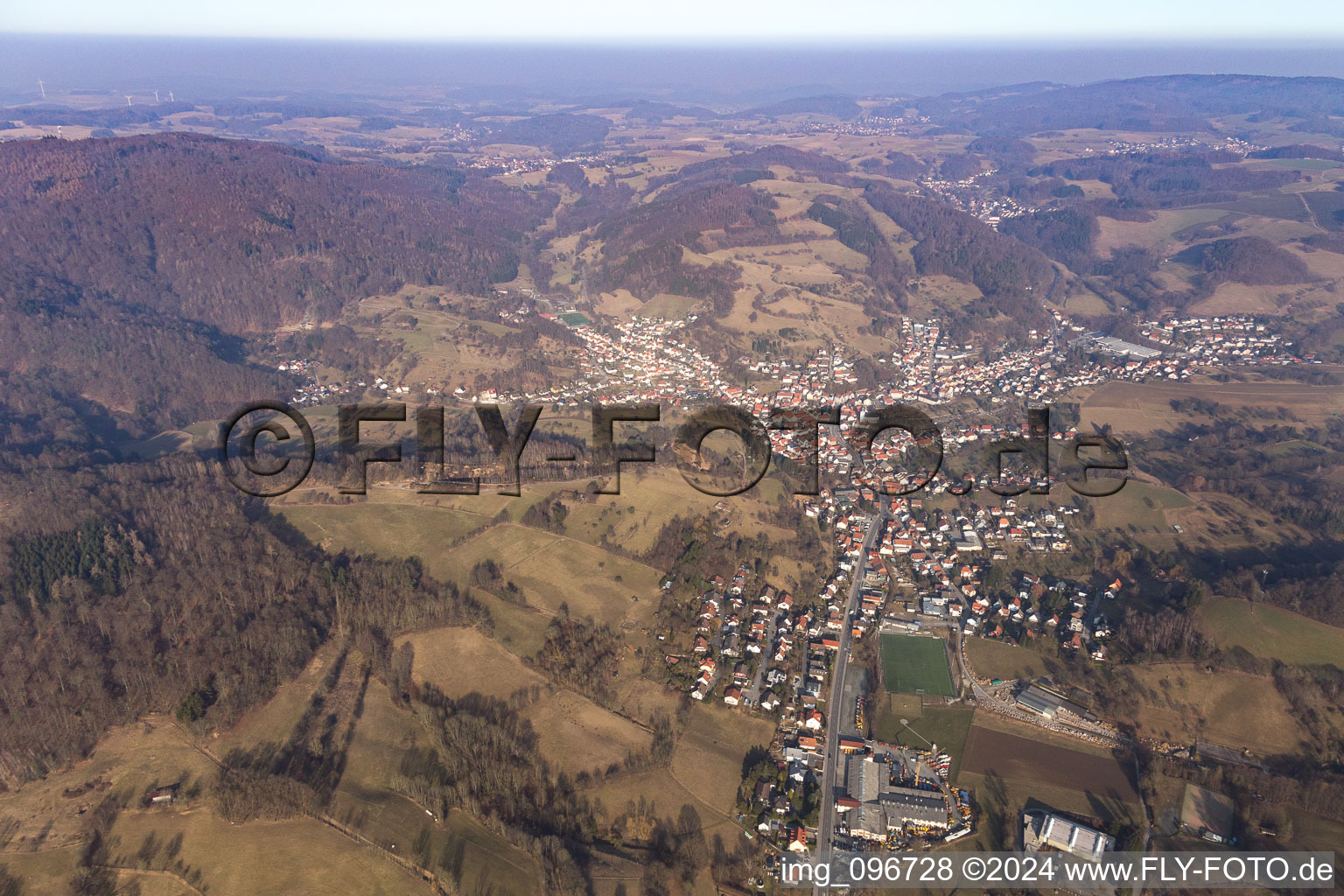 Aerial view of Lautertal in the state Hesse, Germany