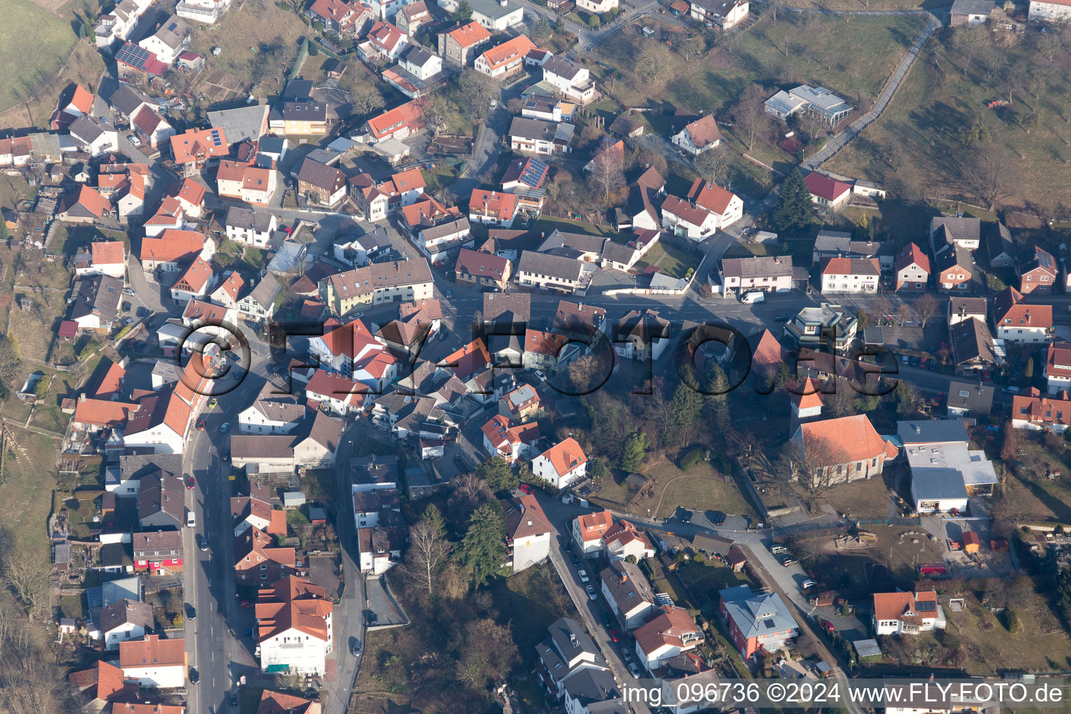 Aerial photograpy of Gadernheim in the state Hesse, Germany