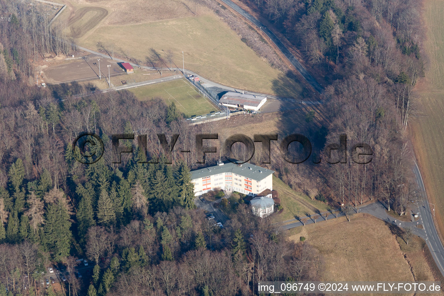 Oblique view of Hospital grounds of the Clinic Eleonoren-Klinik in Lindenfels in the state Hesse, Germany