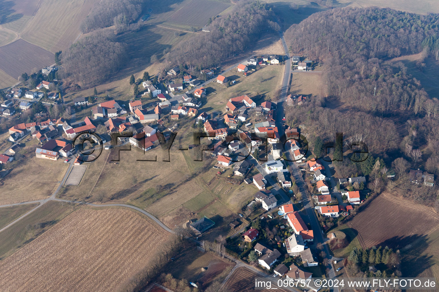 Aerial view of Böllstein in the state Hesse, Germany