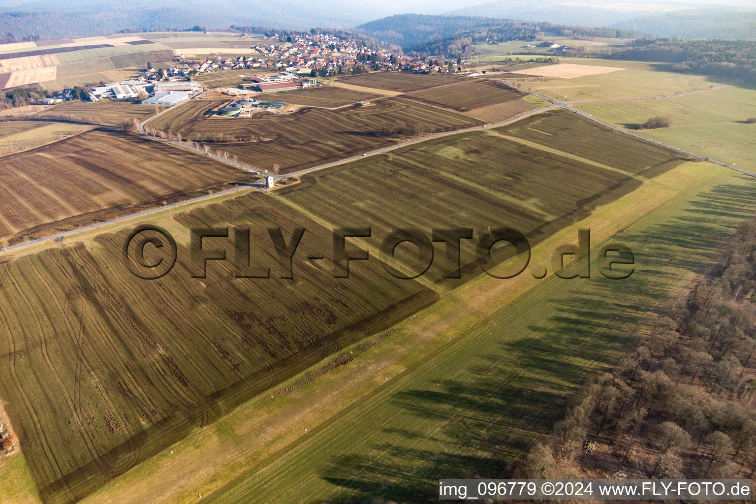 Aerial view of Airport in the district Vielbrunn in Michelstadt in the state Hesse, Germany