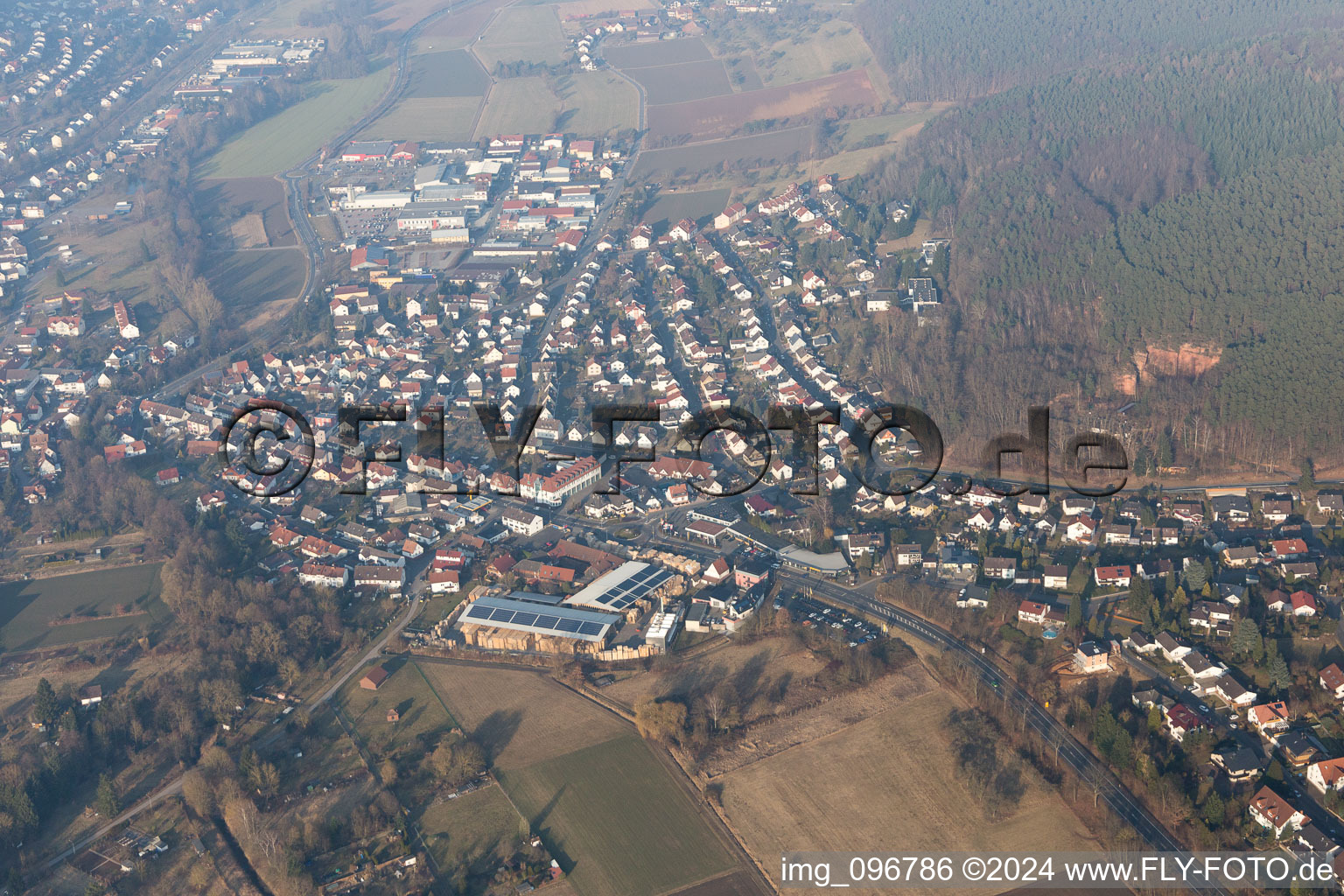 Aerial view of Höchst im Odenwald in the state Hesse, Germany