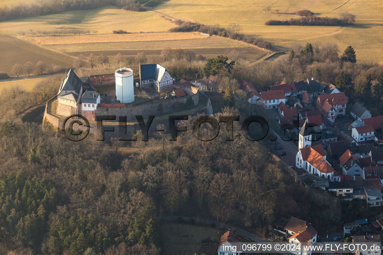 Fortress Otzberg in the district Hering in Otzberg in the state Hesse, Germany from above