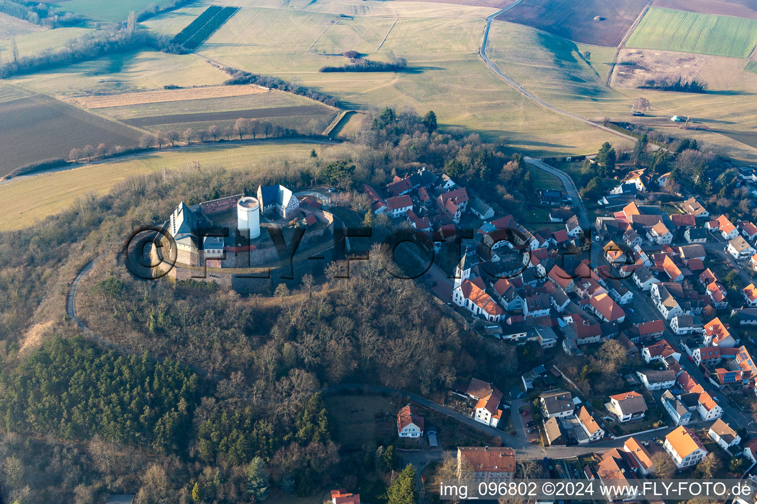 Fortress Otzberg in the district Hering in Otzberg in the state Hesse, Germany out of the air