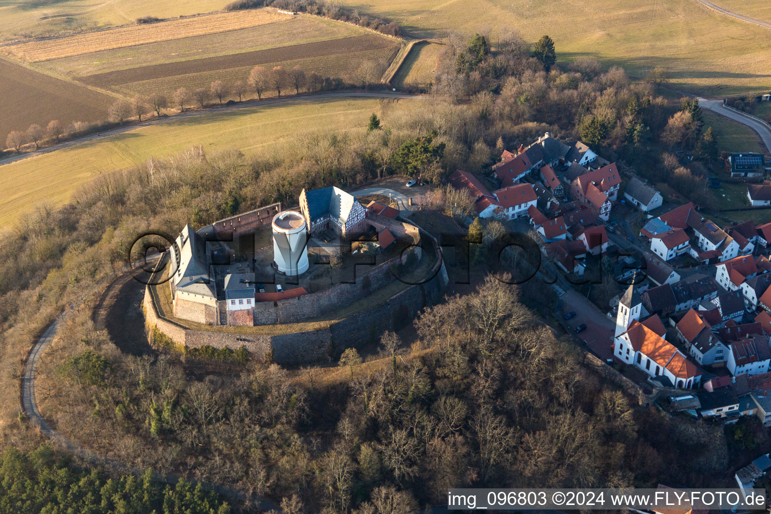 Fortress Otzberg in the district Hering in Otzberg in the state Hesse, Germany seen from above