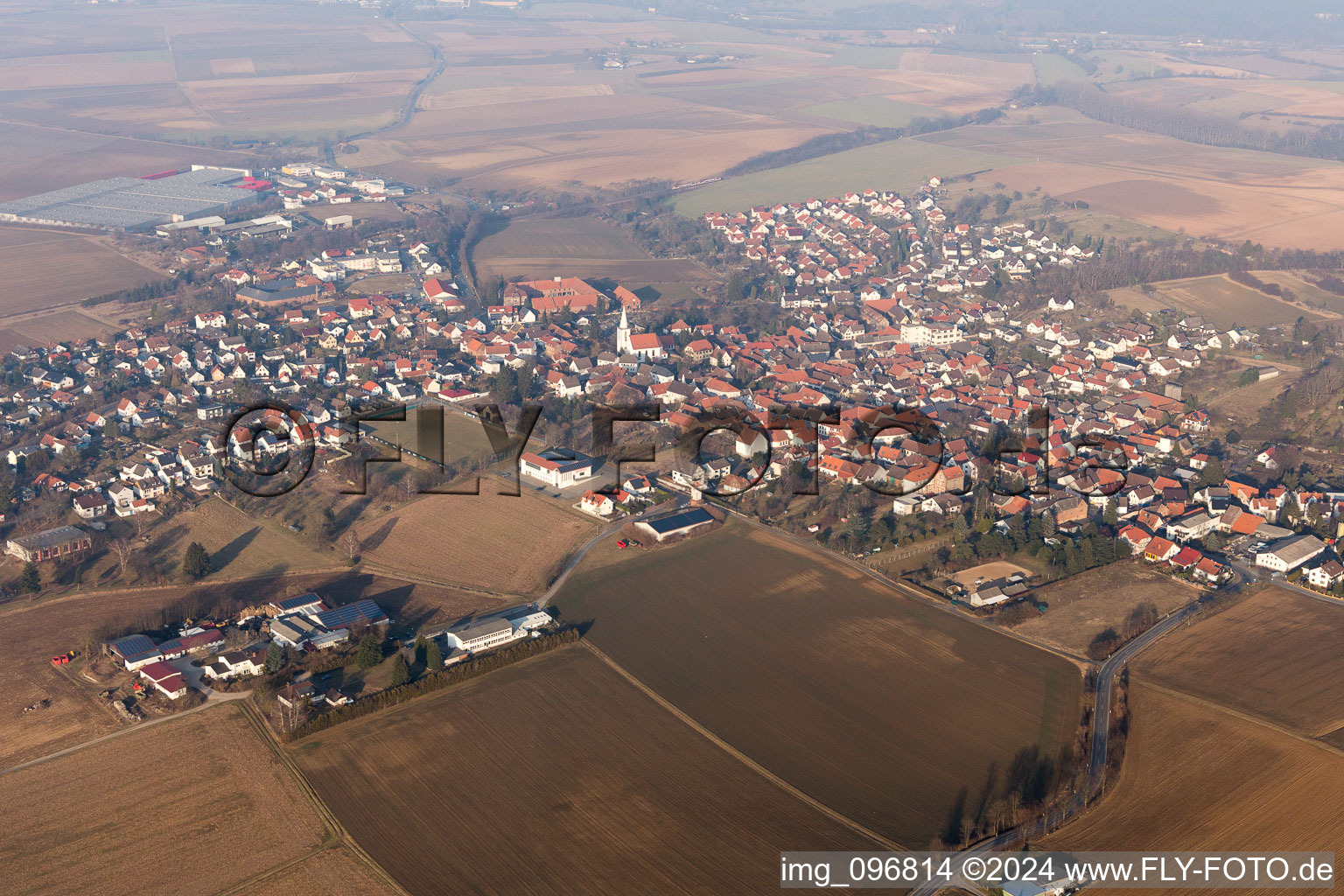 Aerial view of Otzberg in the state Hesse, Germany