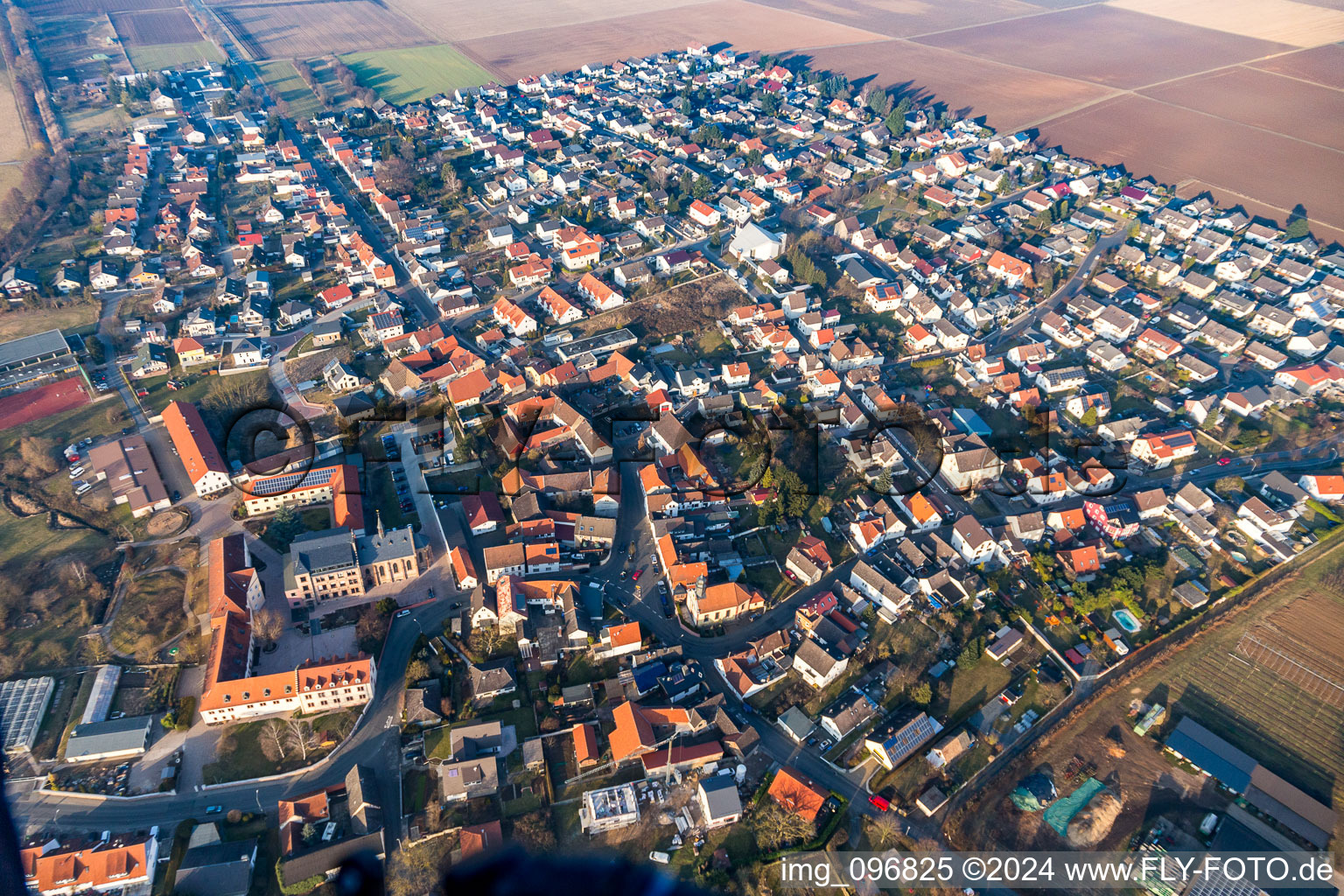 Aerial view of District Klein-Zimmern in Groß-Zimmern in the state Hesse, Germany