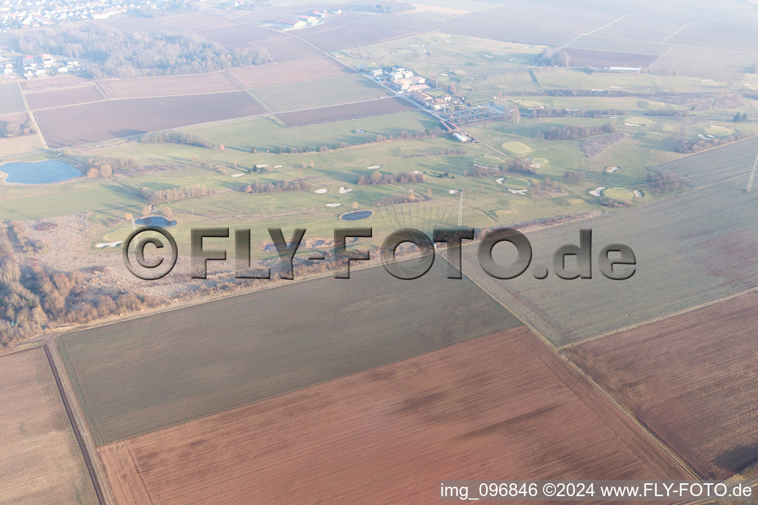 Aerial view of Golf in Groß-Zimmern in the state Hesse, Germany