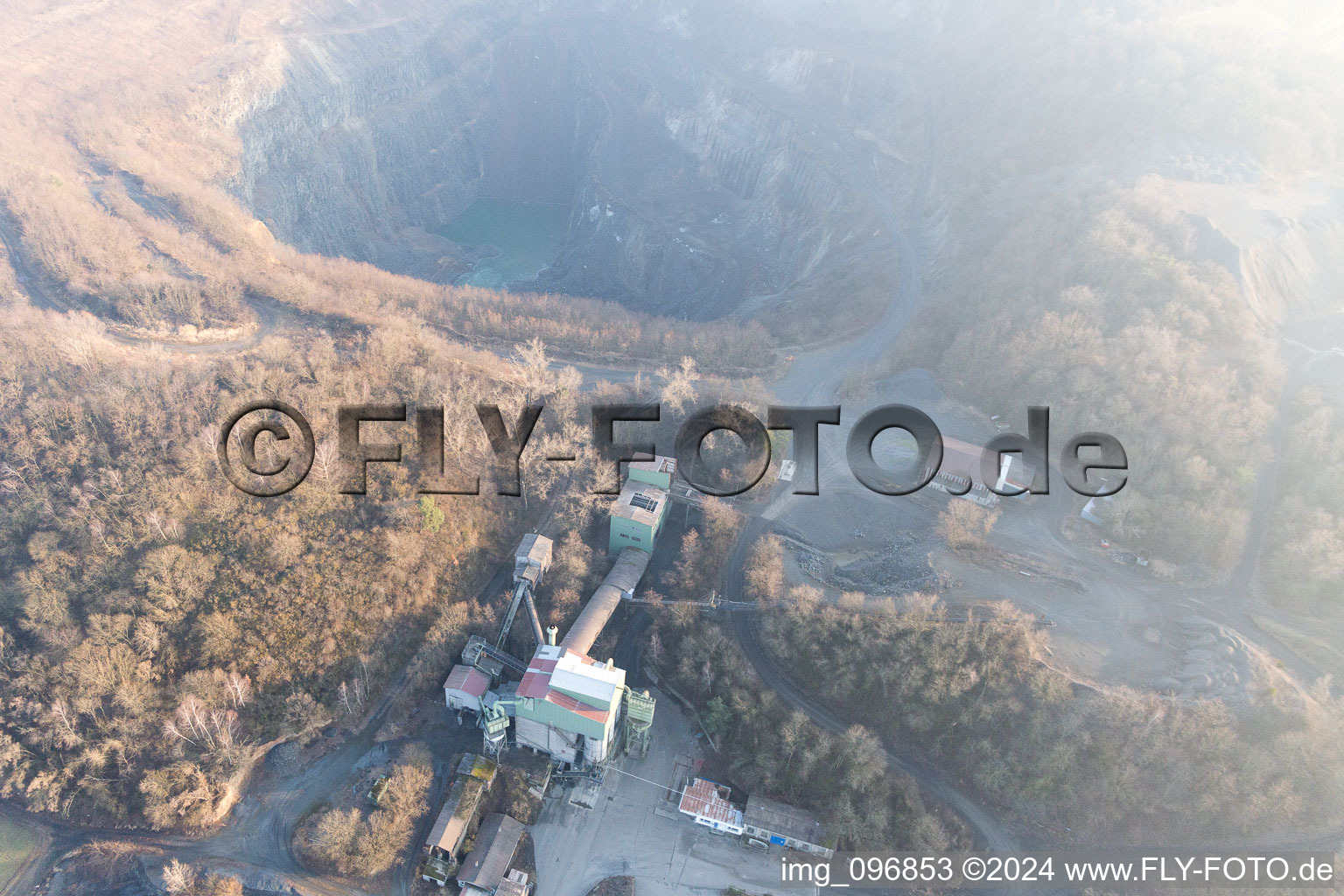 Aerial view of Quarry in Roßdorf in the state Hesse, Germany