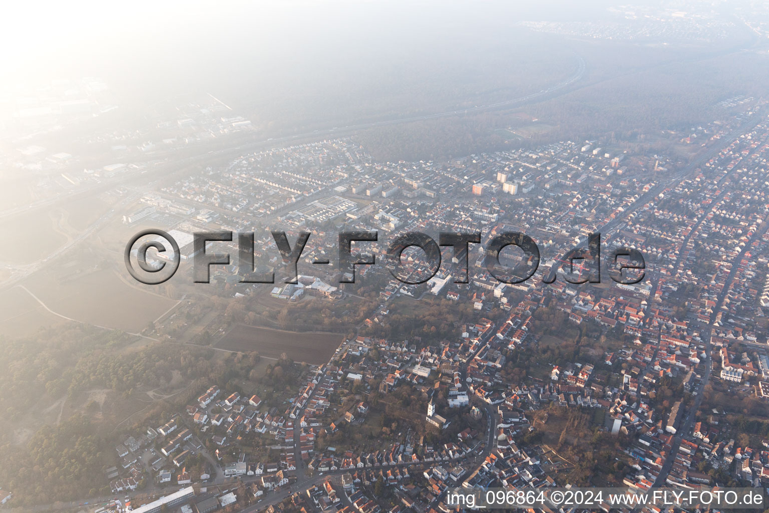 Aerial view of Eberstadt in the state Hesse, Germany