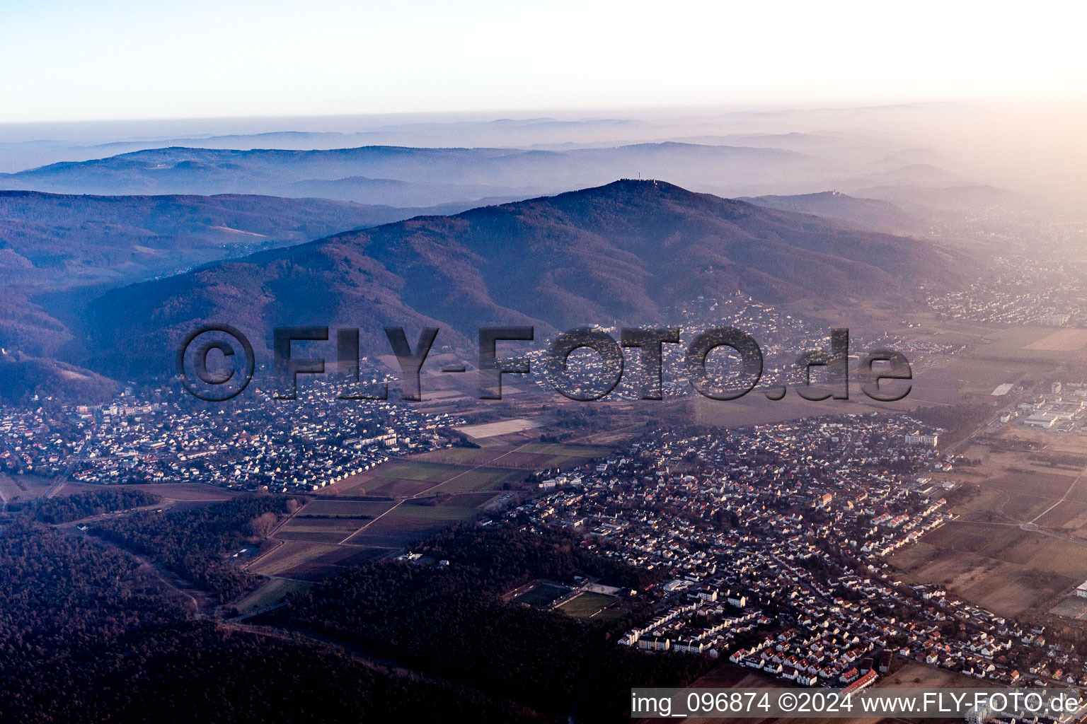 Bird's eye view of Bickenbach in the state Hesse, Germany