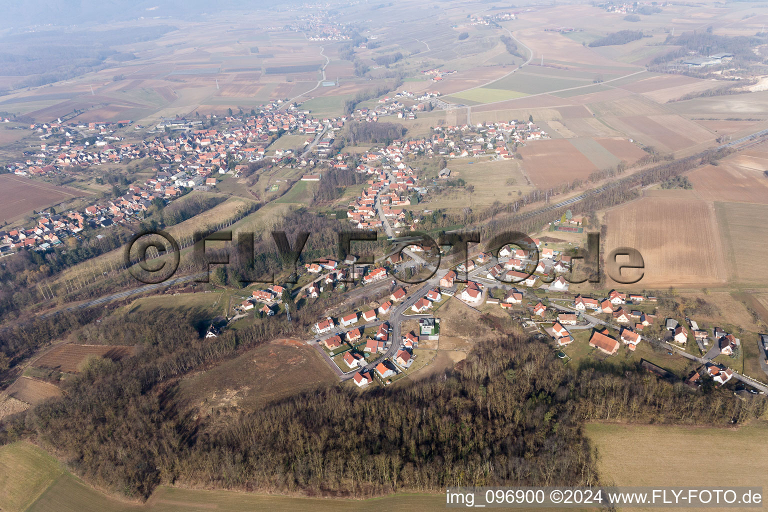 Riedseltz in the state Bas-Rhin, France from above