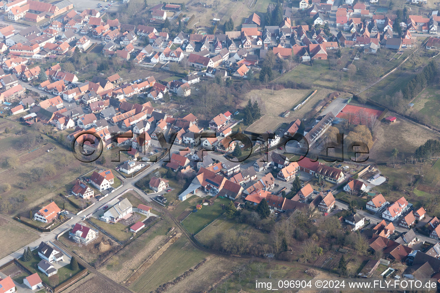 Seebach in the state Bas-Rhin, France seen from above