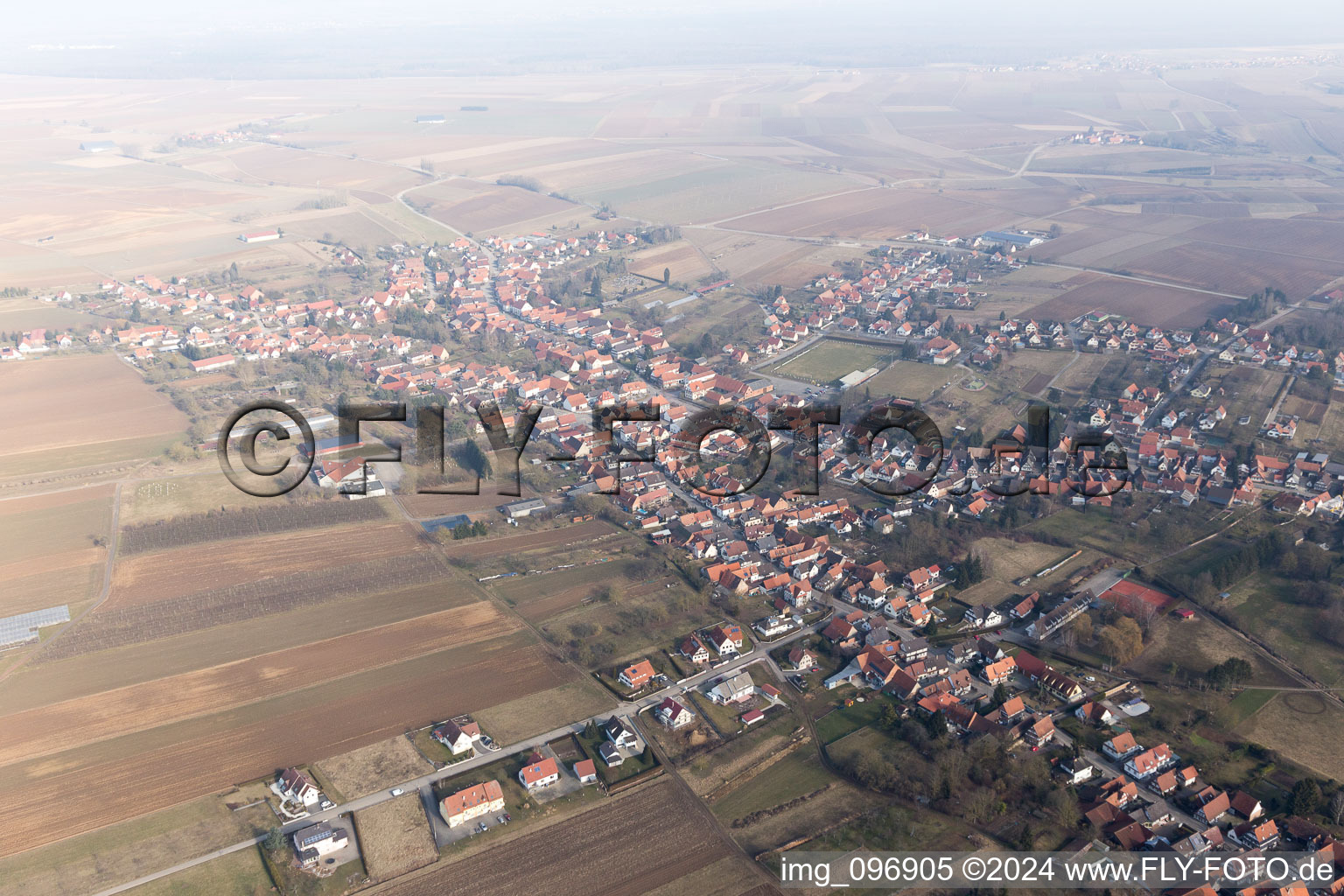 Seebach in the state Bas-Rhin, France from the plane