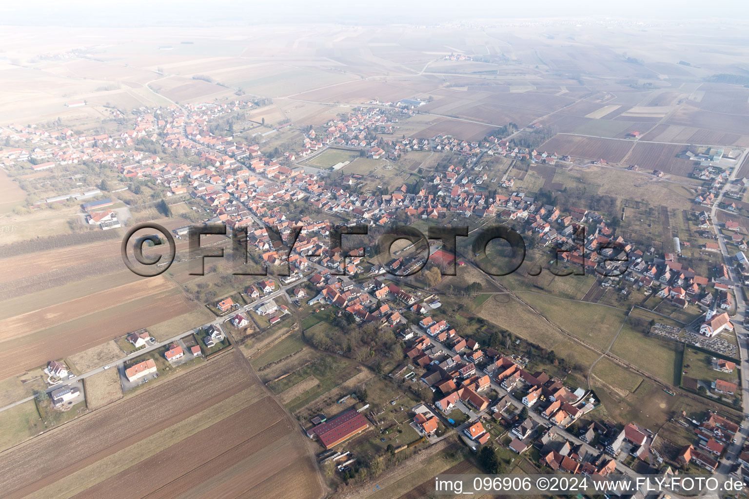 Bird's eye view of Seebach in the state Bas-Rhin, France